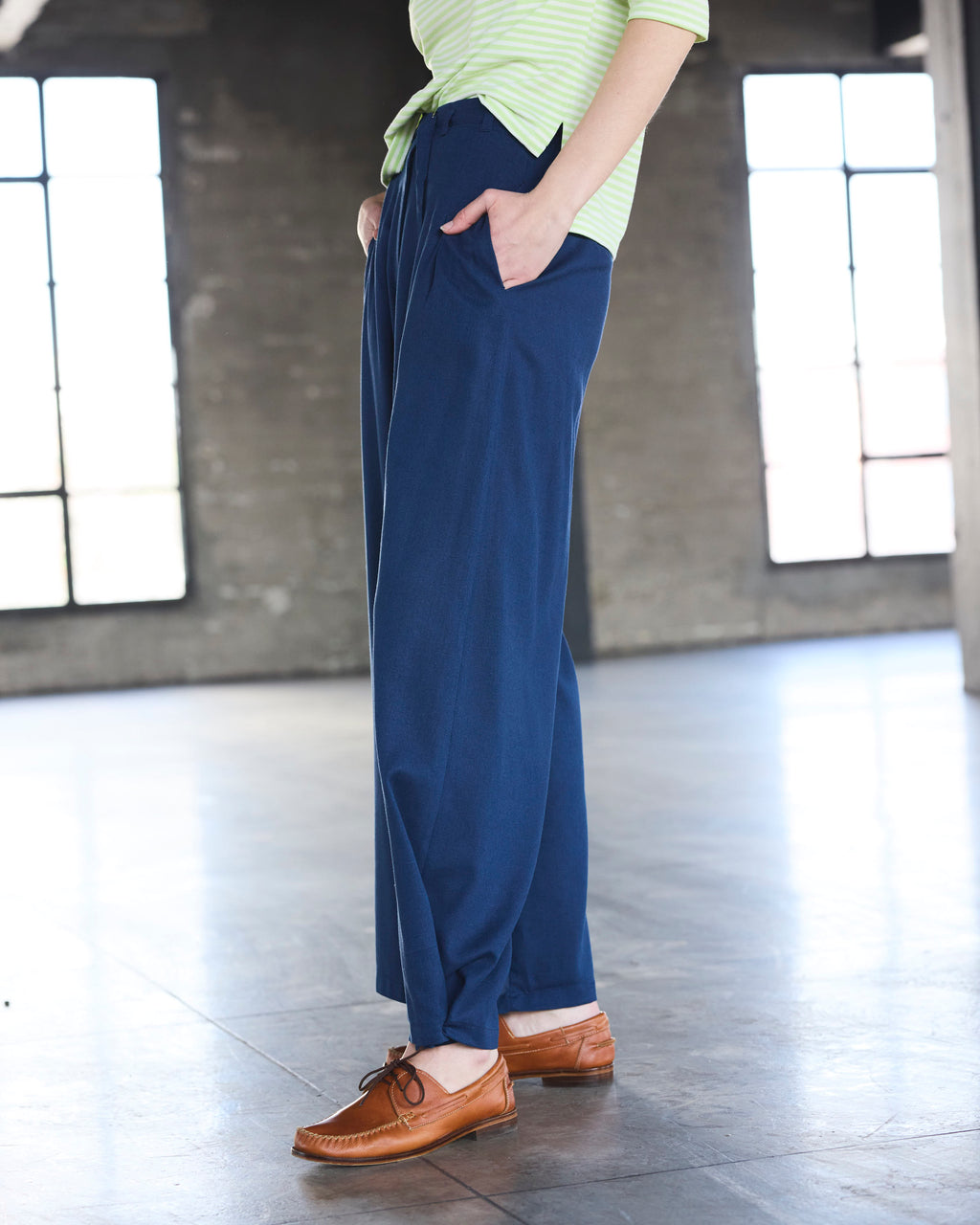 Pantalón Charme Lino Azul Francia