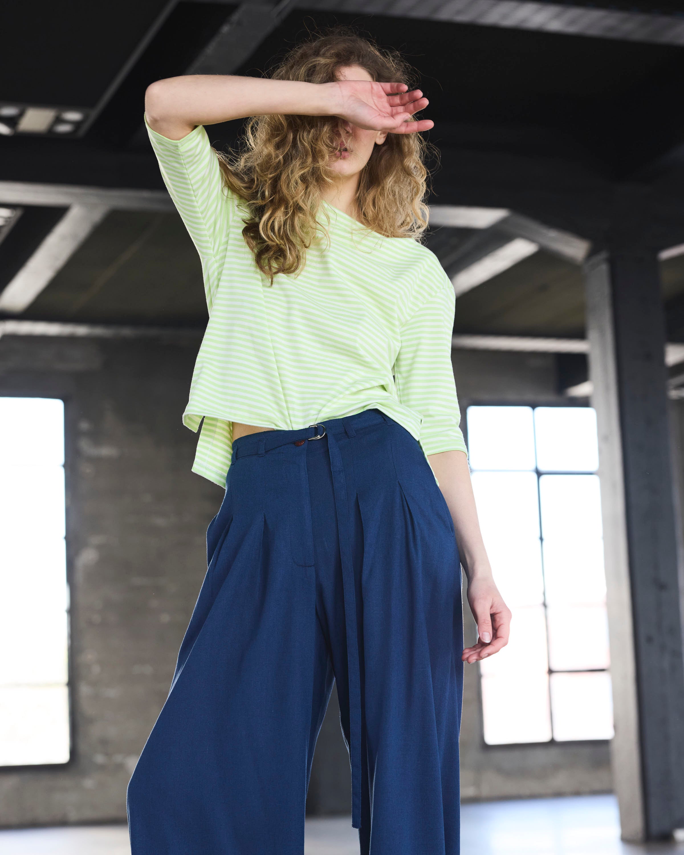 Pantalón Charme Lino Azul Francia