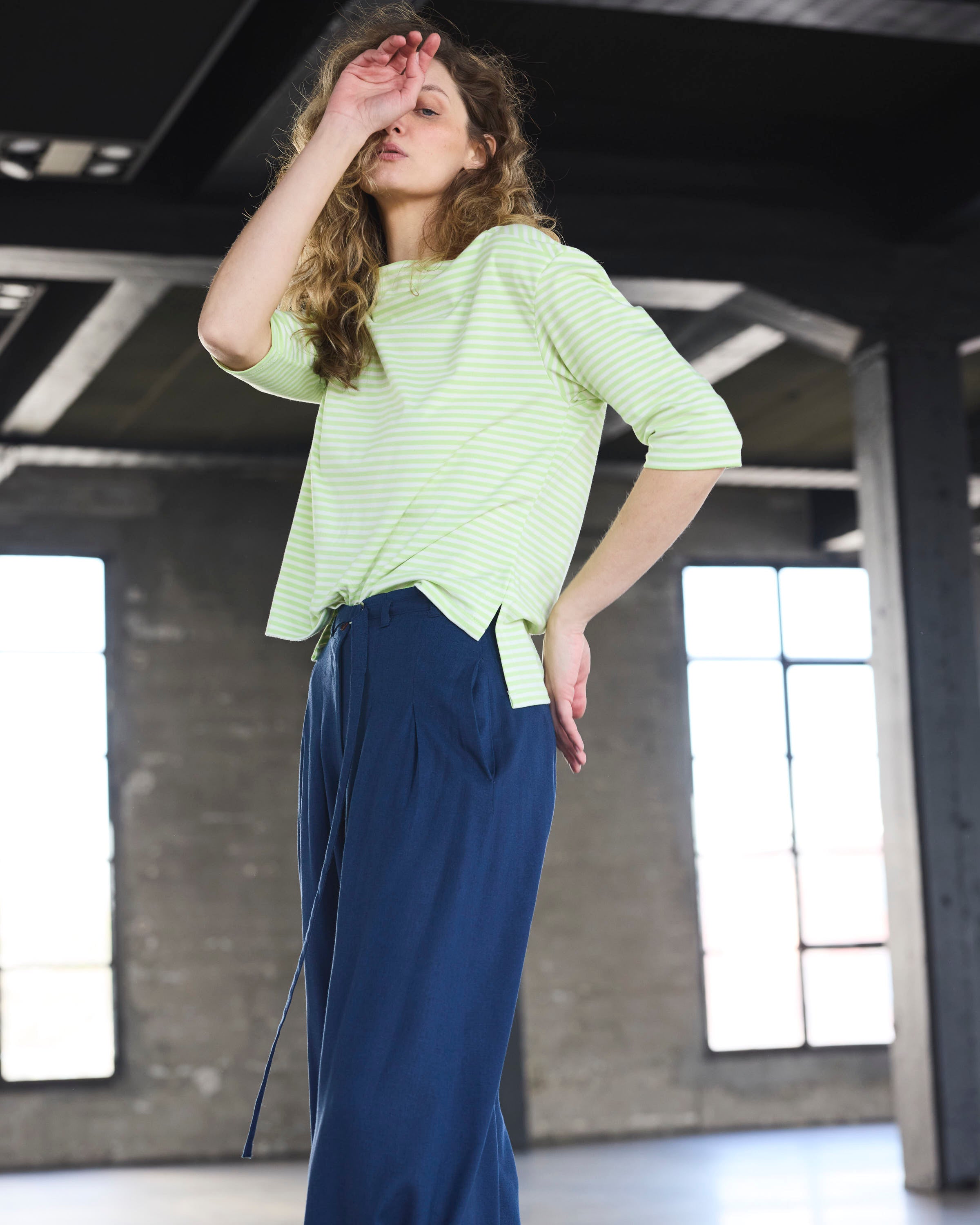 Pantalón Charme Lino Azul Francia