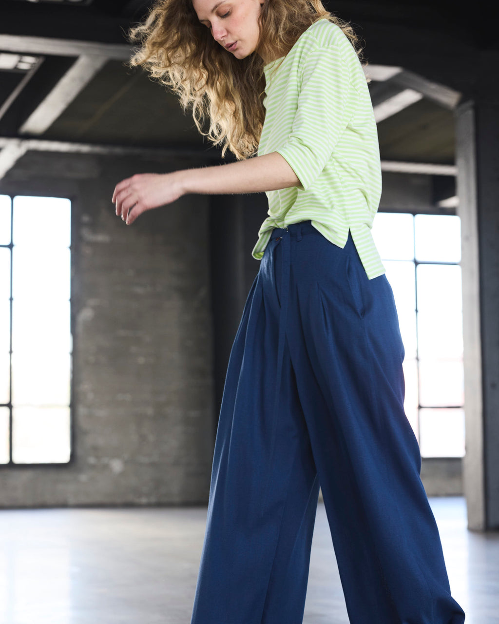 Pantalón Charme Lino Azul Francia