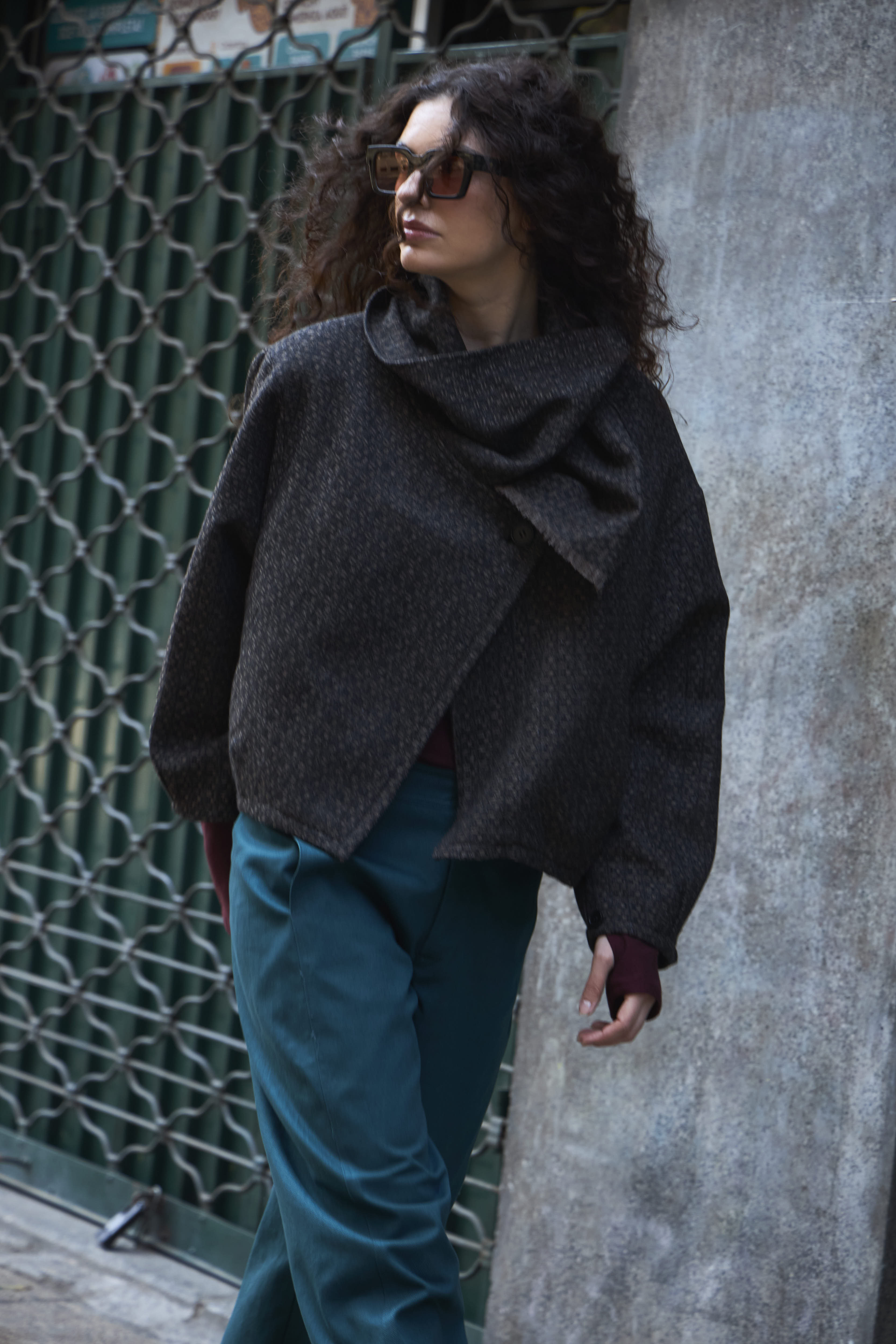 Chaqueta Derive Lana Cuadrillé Gris Marengo