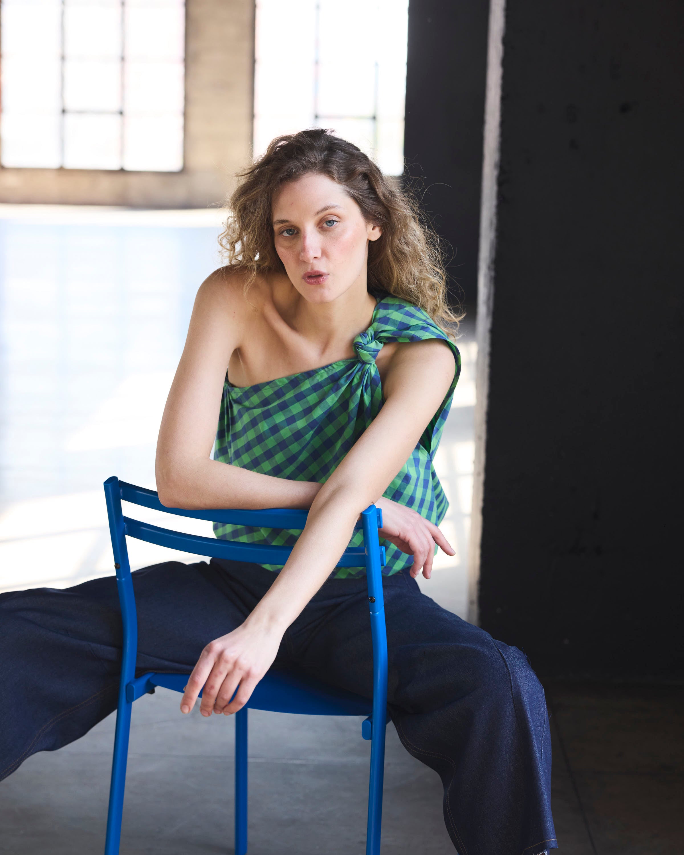 Top Rousseau 100% Algodón Escocés Verde