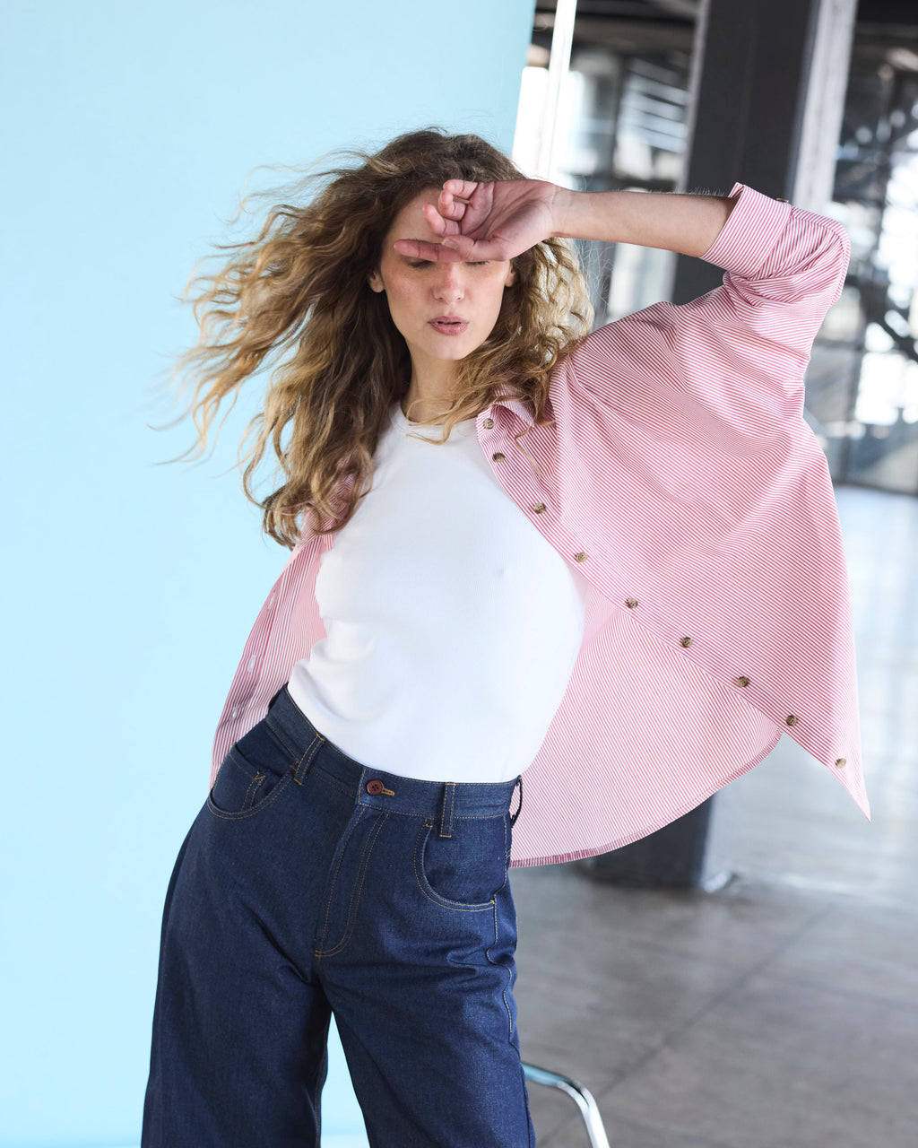 Blusa Cuscute Listada Roja