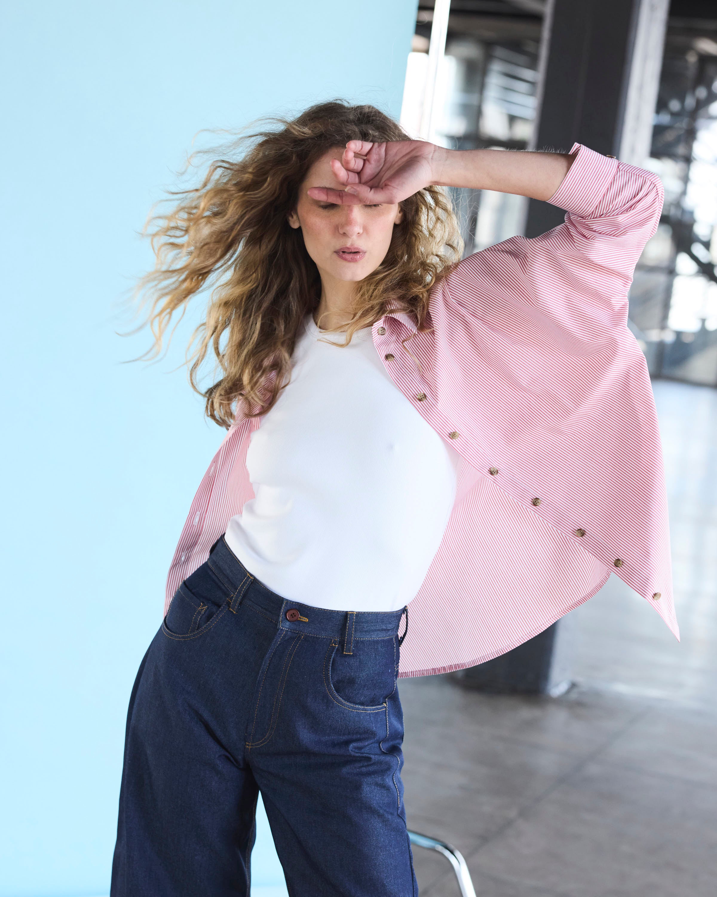 Blusa Cuscute Listada Roja