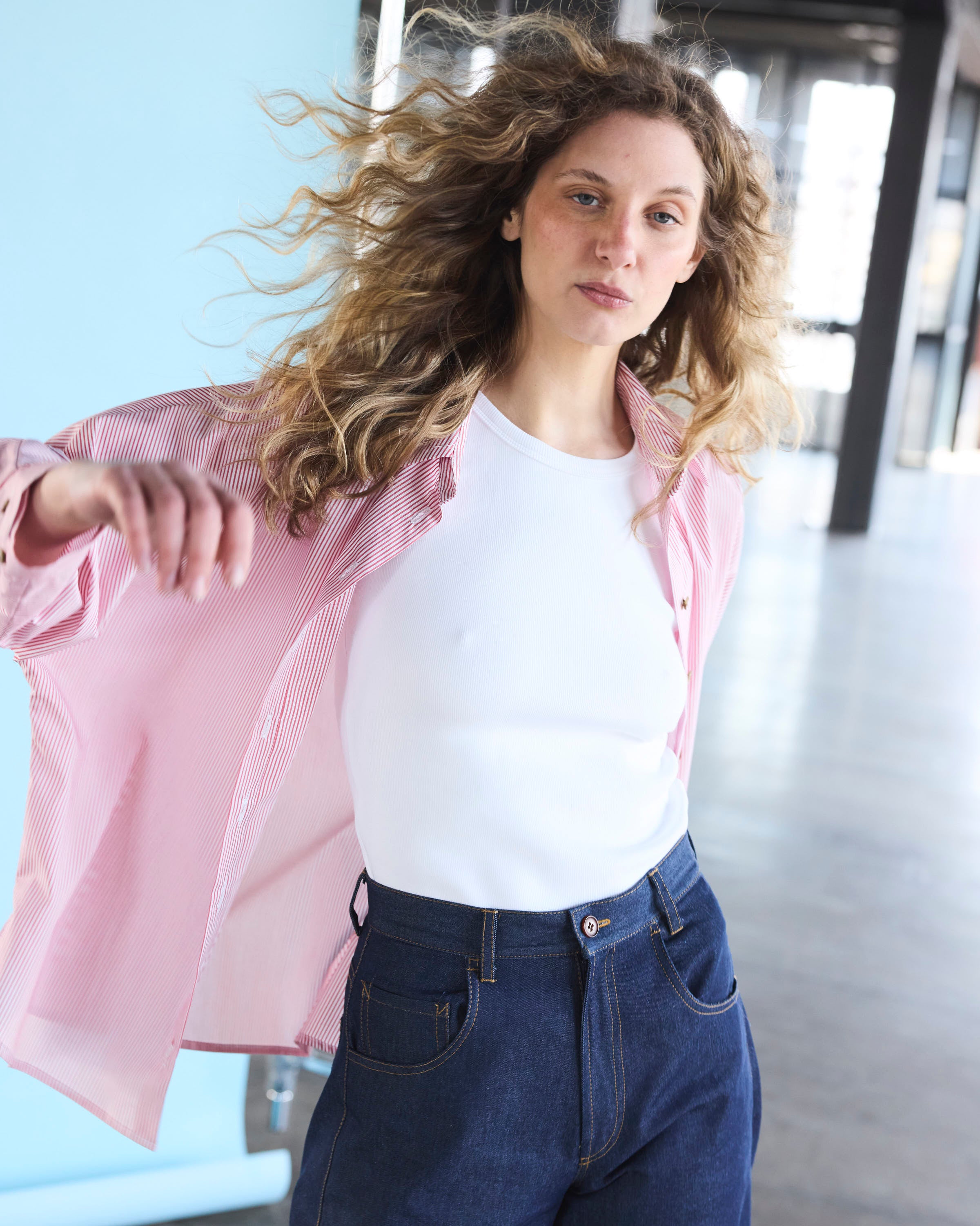 Blusa Cuscute Listada Roja