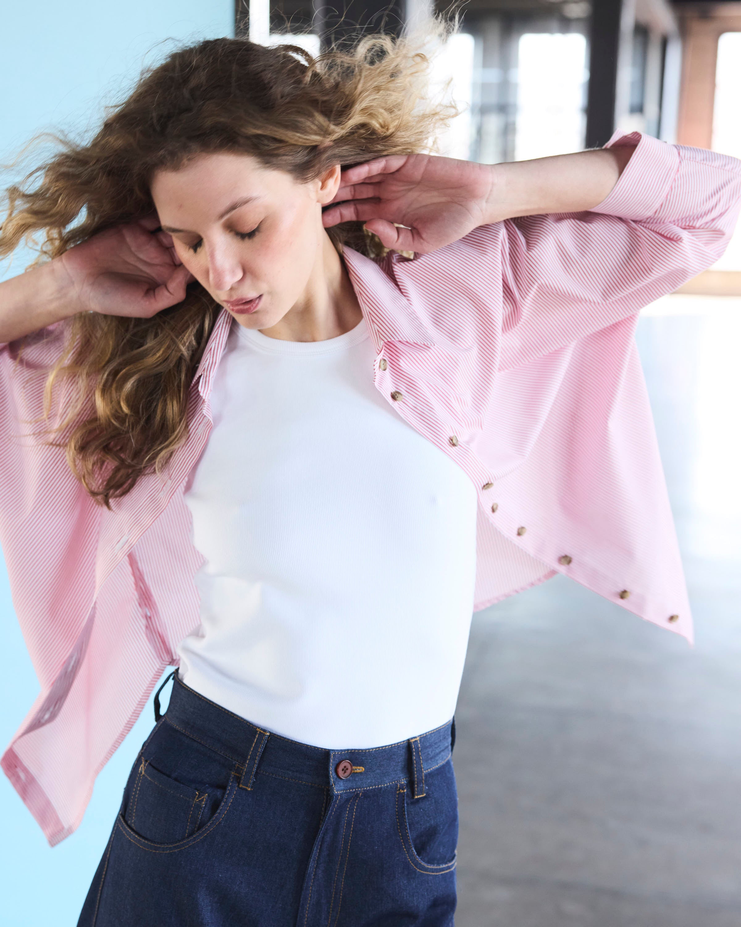 Blusa Cuscute Listada Roja