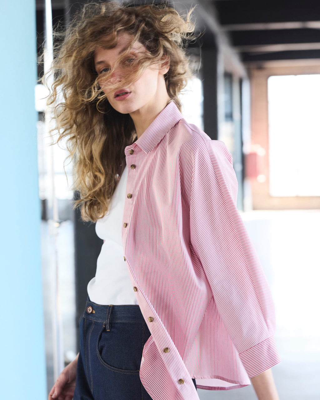 Blusa Cuscute Listada Roja