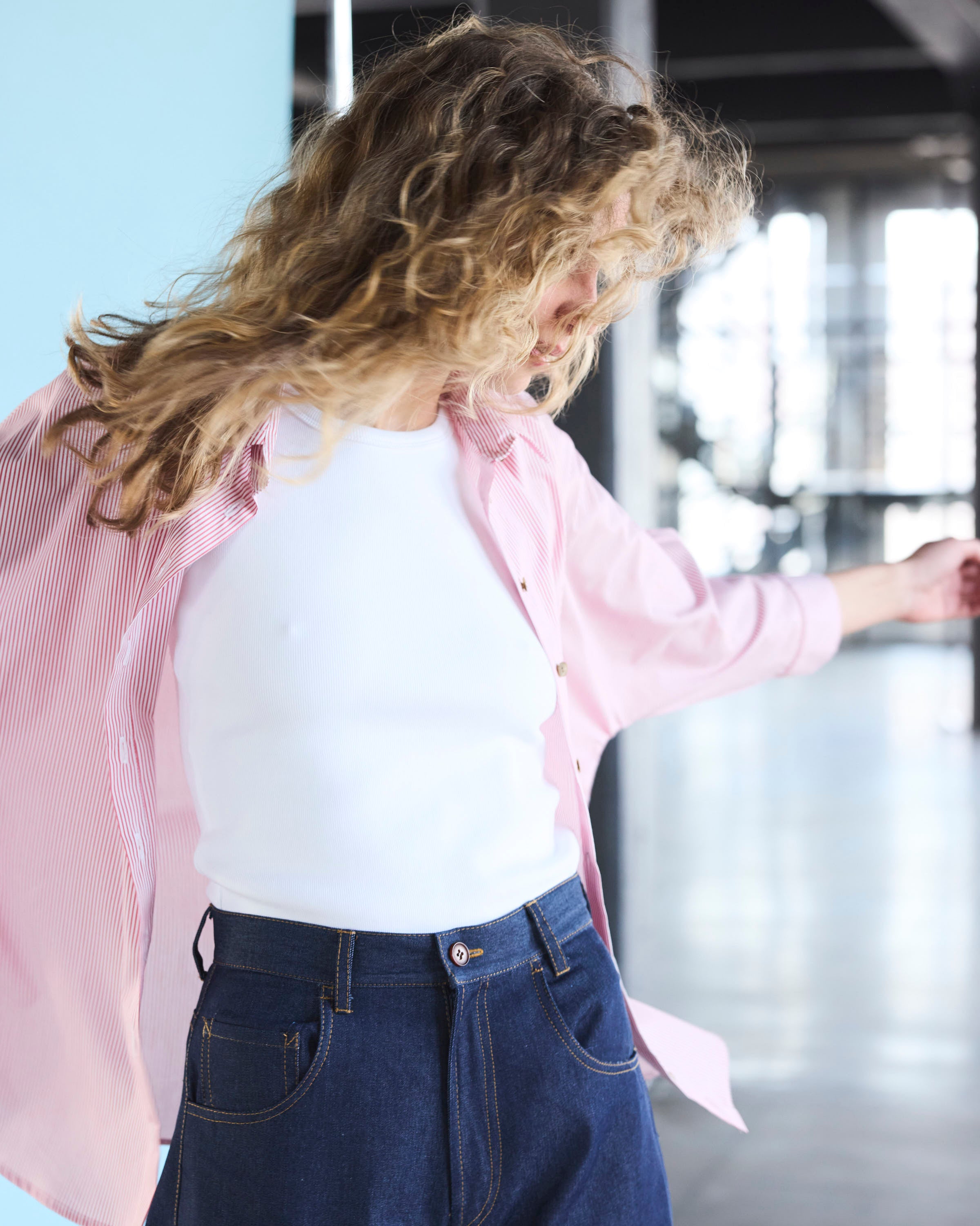 Blusa Cuscute Listada Roja