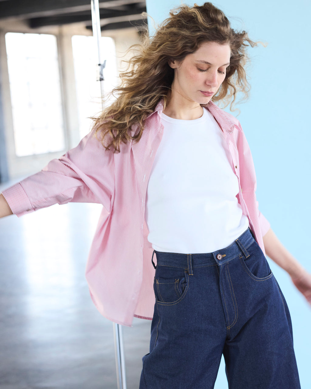 Blusa Cuscute Listada Roja