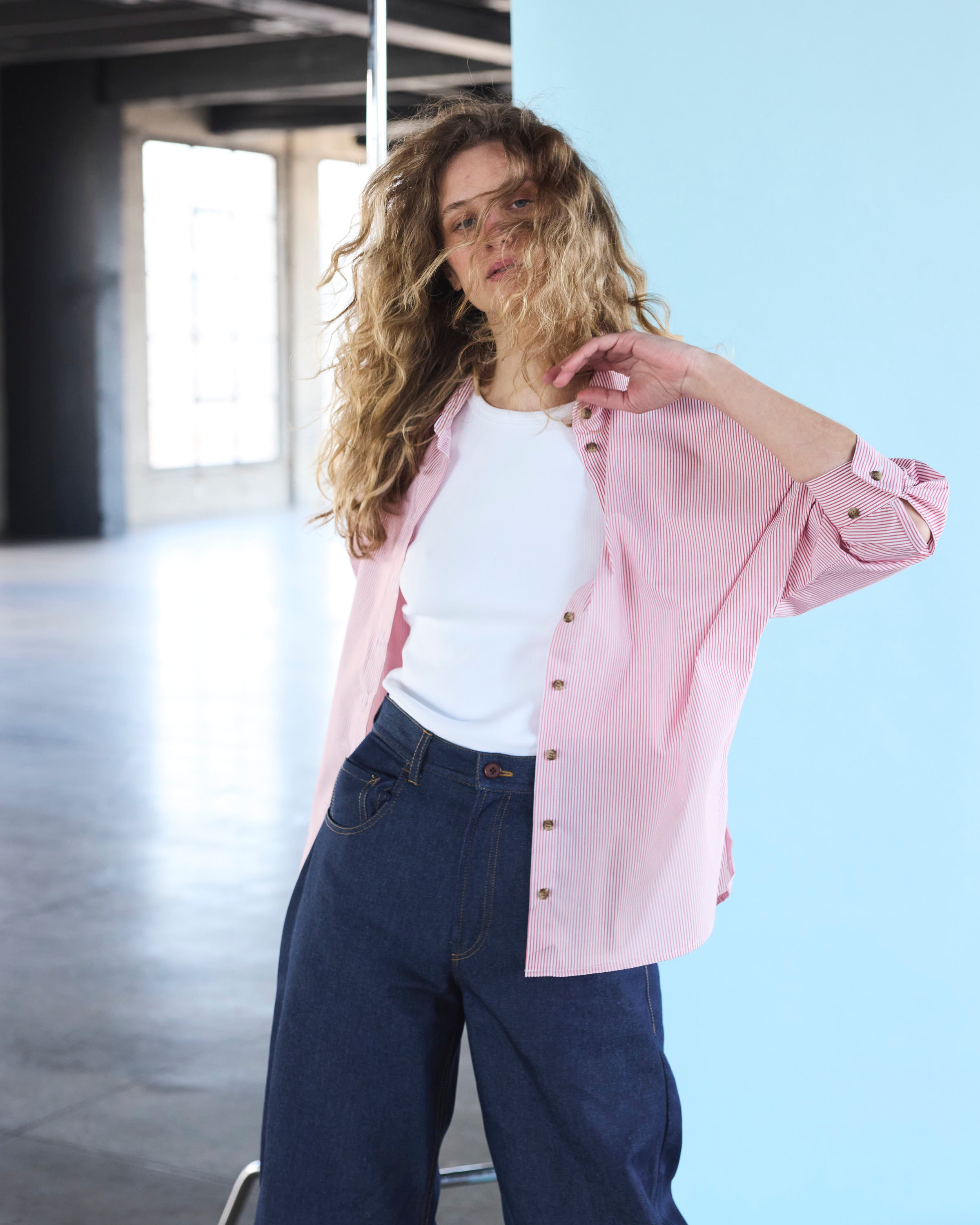 Blusa Cuscute Listada Roja