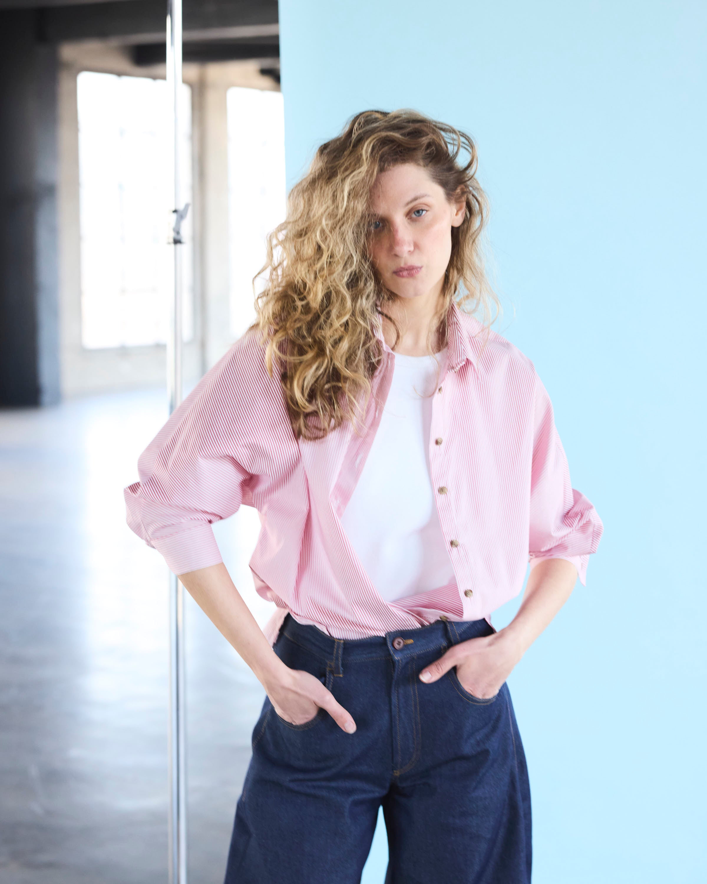 Blusa Cuscute Listada Roja