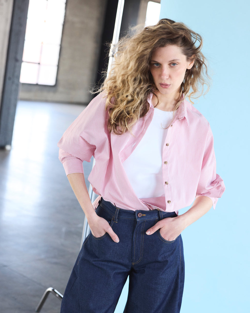 Blusa Cuscute Listada Roja