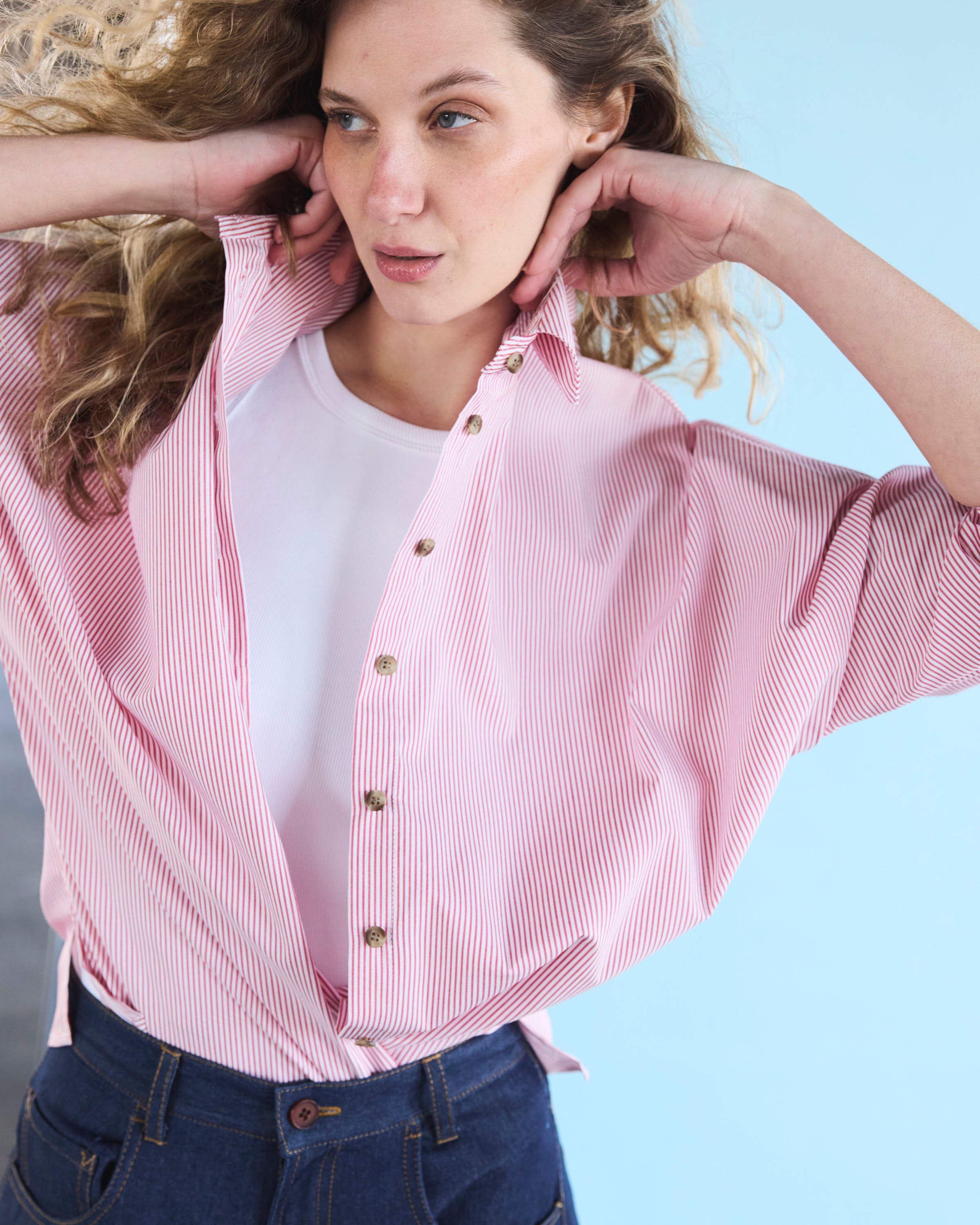 Blusa Cuscute Listada Roja