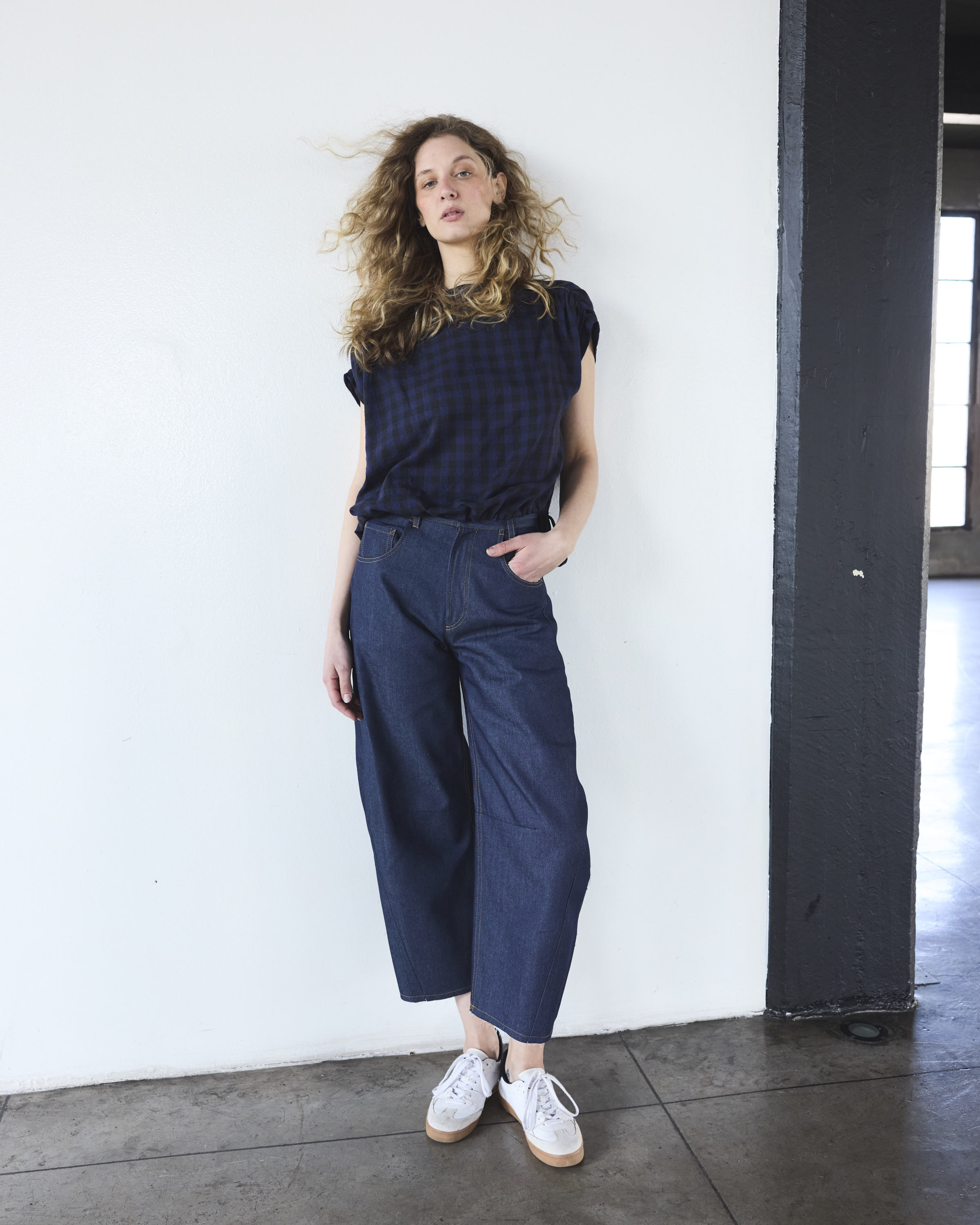 Top Drapeado Eclat Escocés Azul