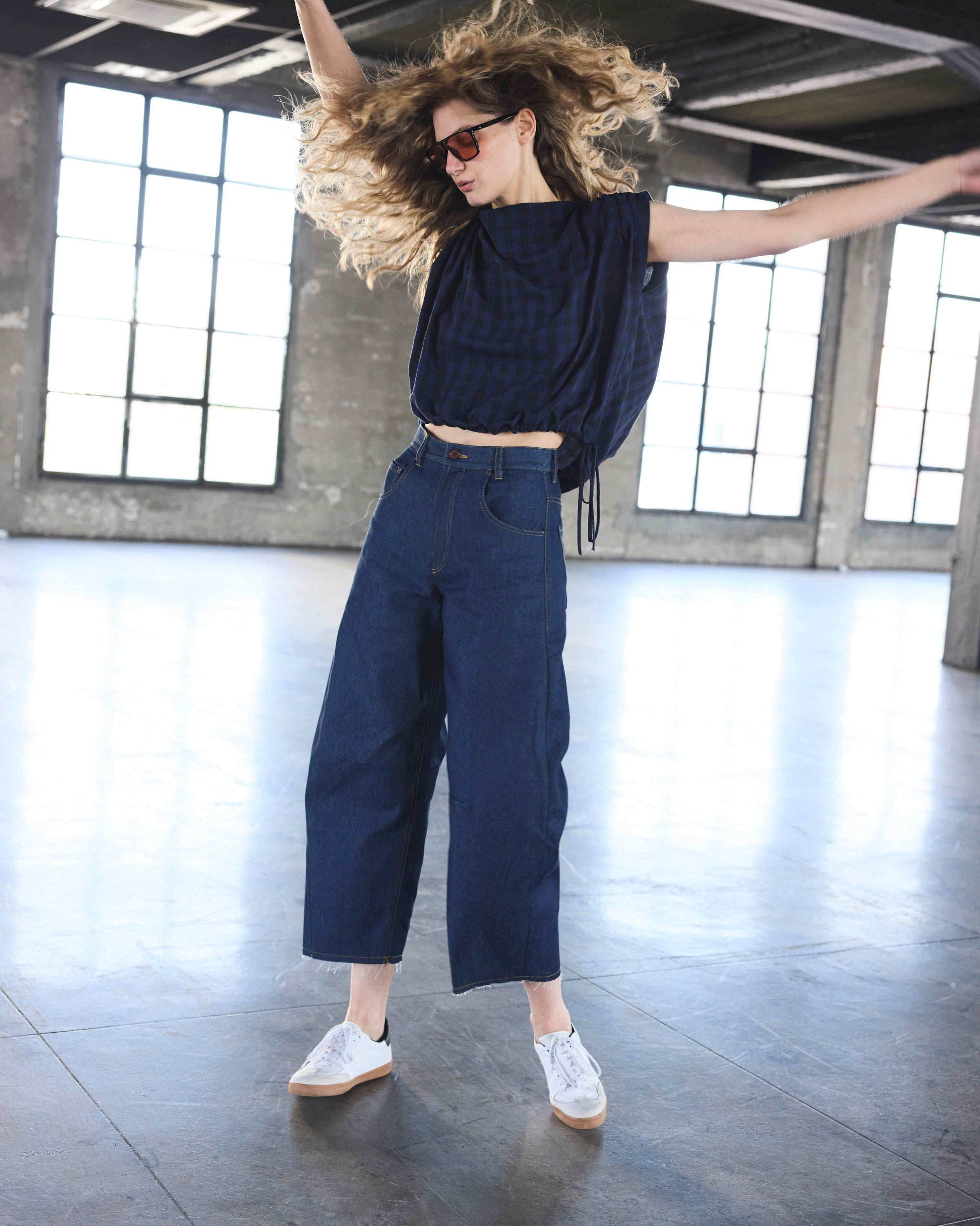 Top Drapeado Eclat Escocés Azul