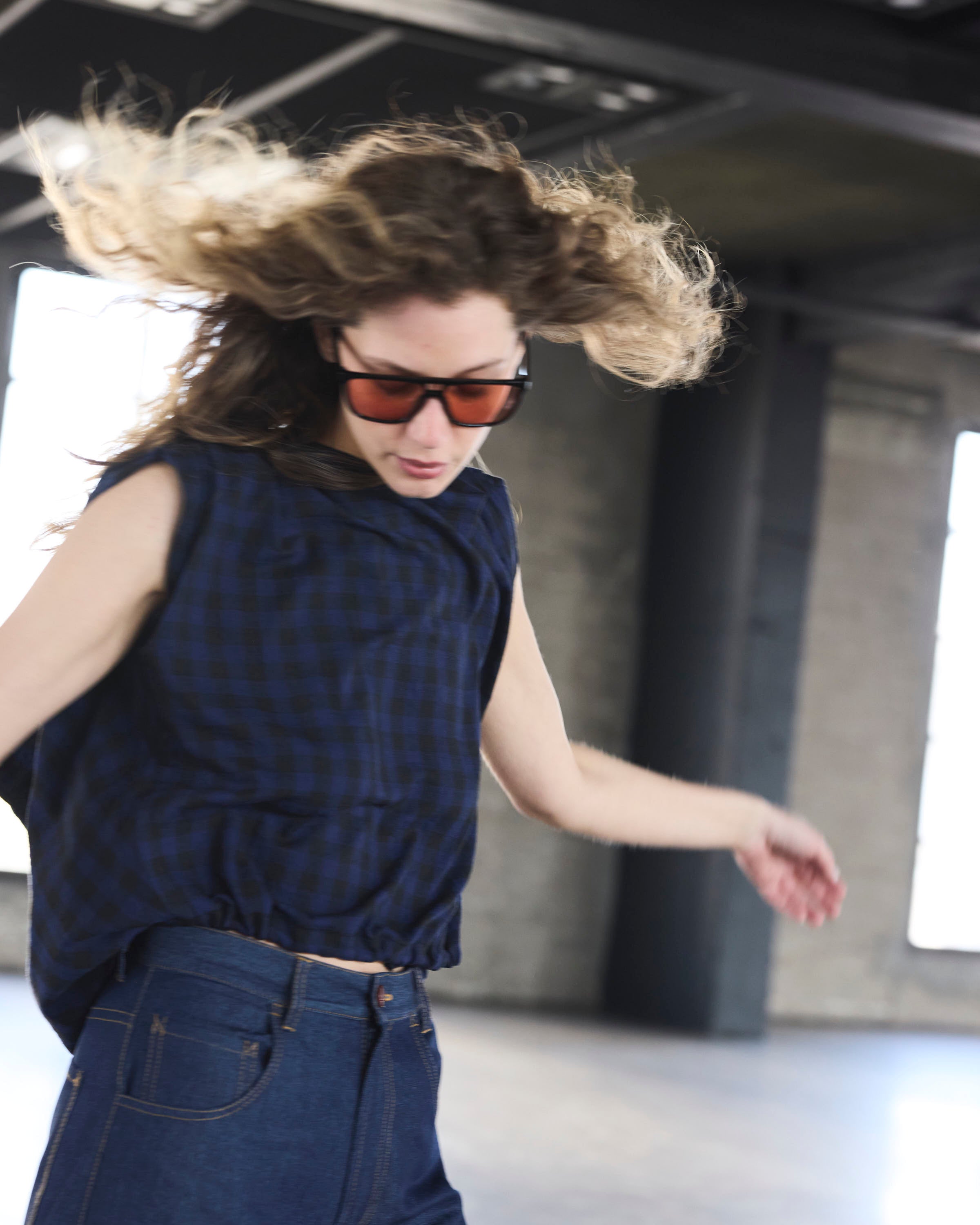 Top Drapeado Eclat Escocés Azul