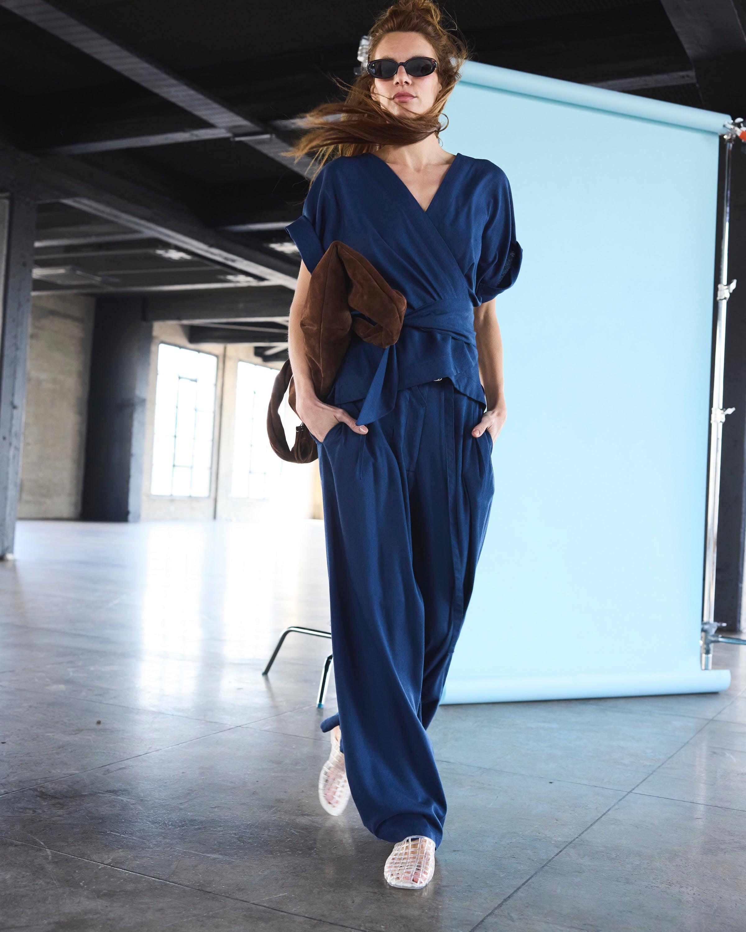 Kimono Fierte Lino Azul Francia