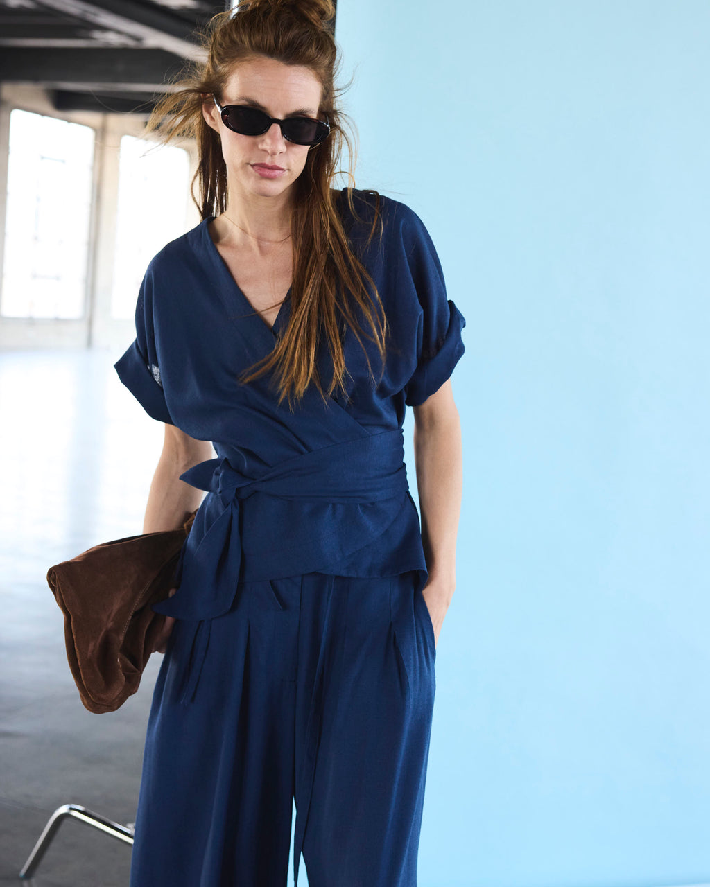 Kimono Fierte Lino Azul Francia