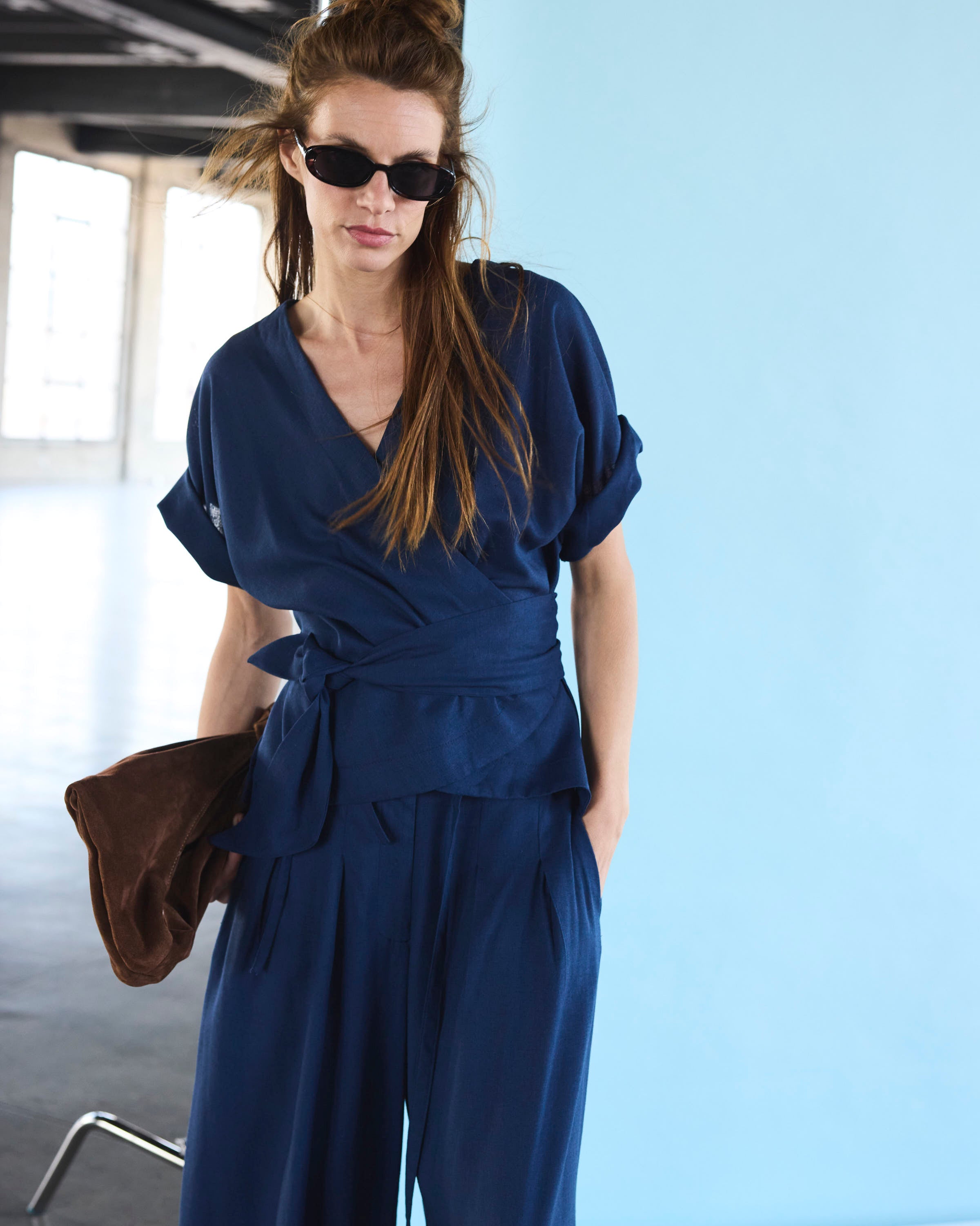 Kimono Fierte Lino Azul Francia