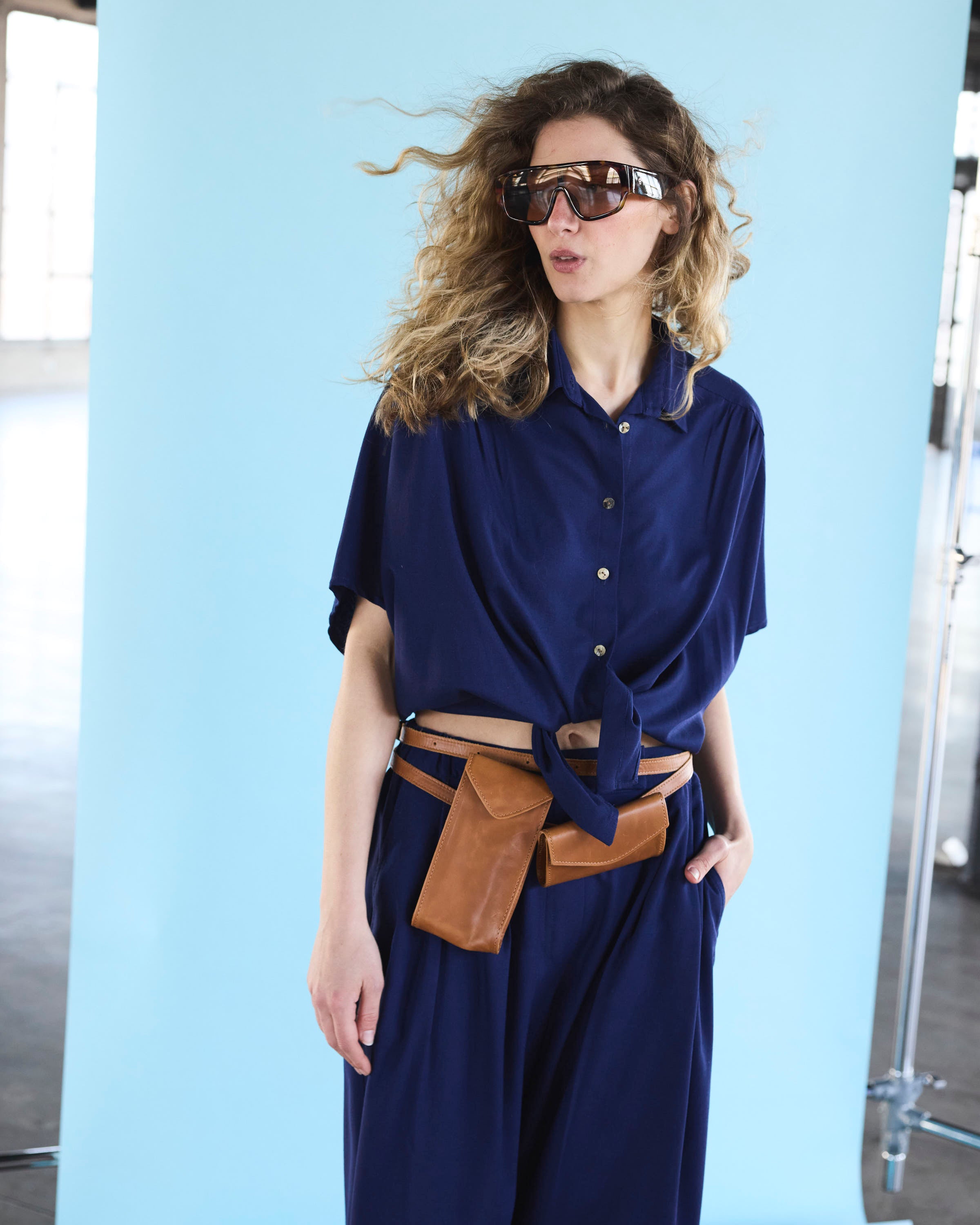 Blusa Nudo Rebelle Lino Azul