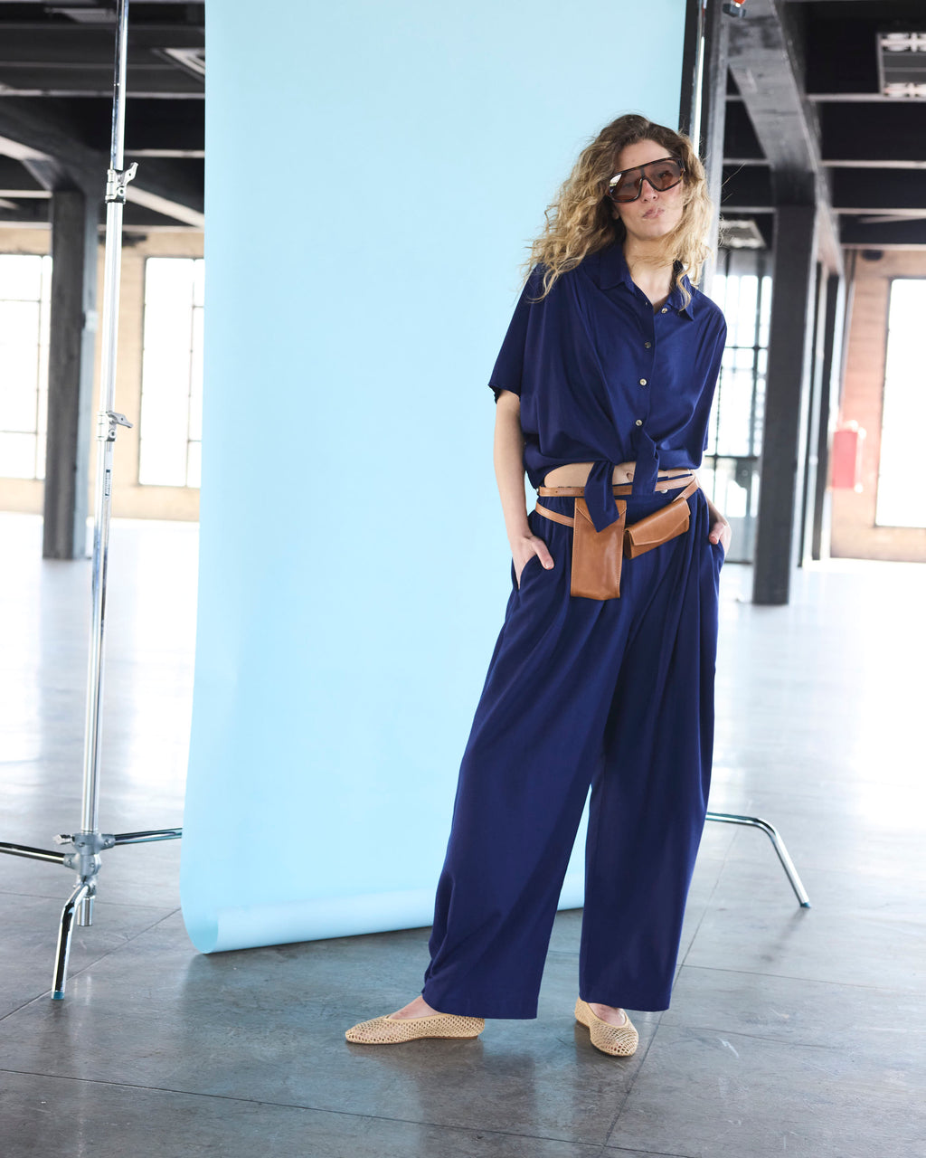 Pantalón Labille Lino Azul