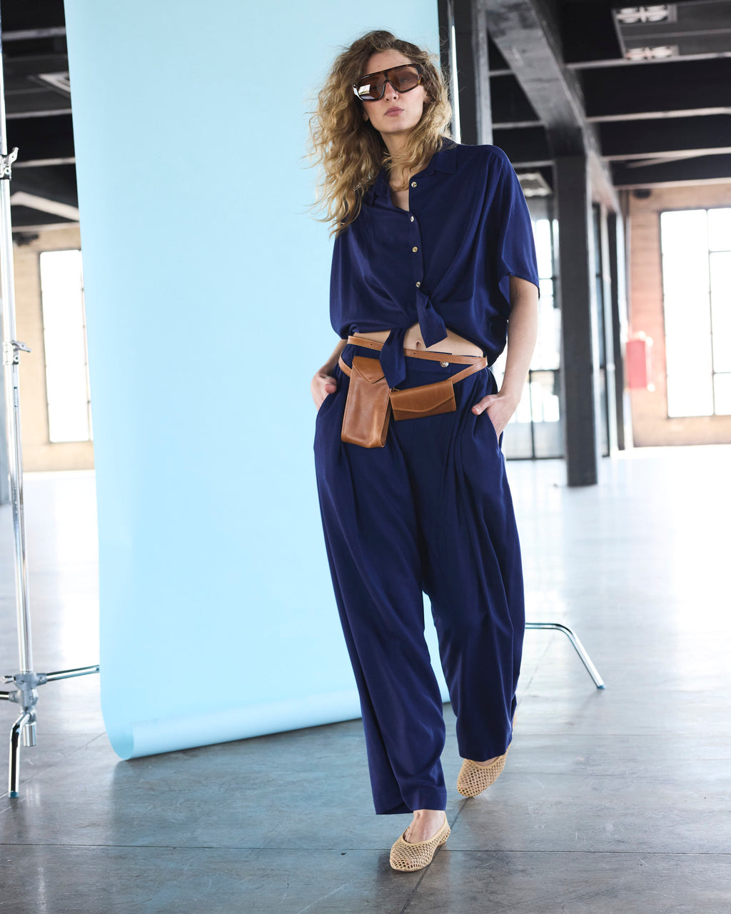 Pantalón Labille Lino Azul