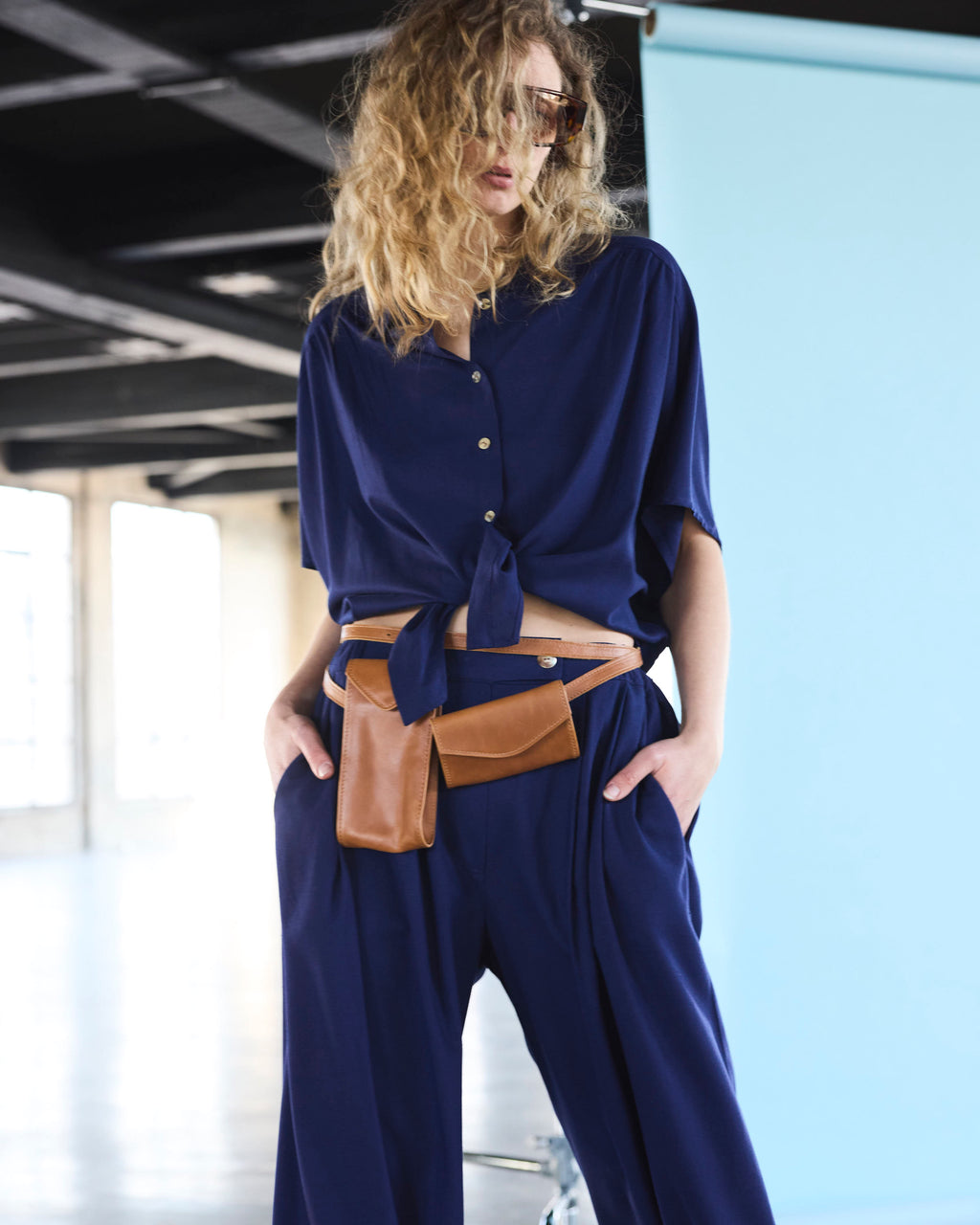 Pantalón Labille Lino Azul