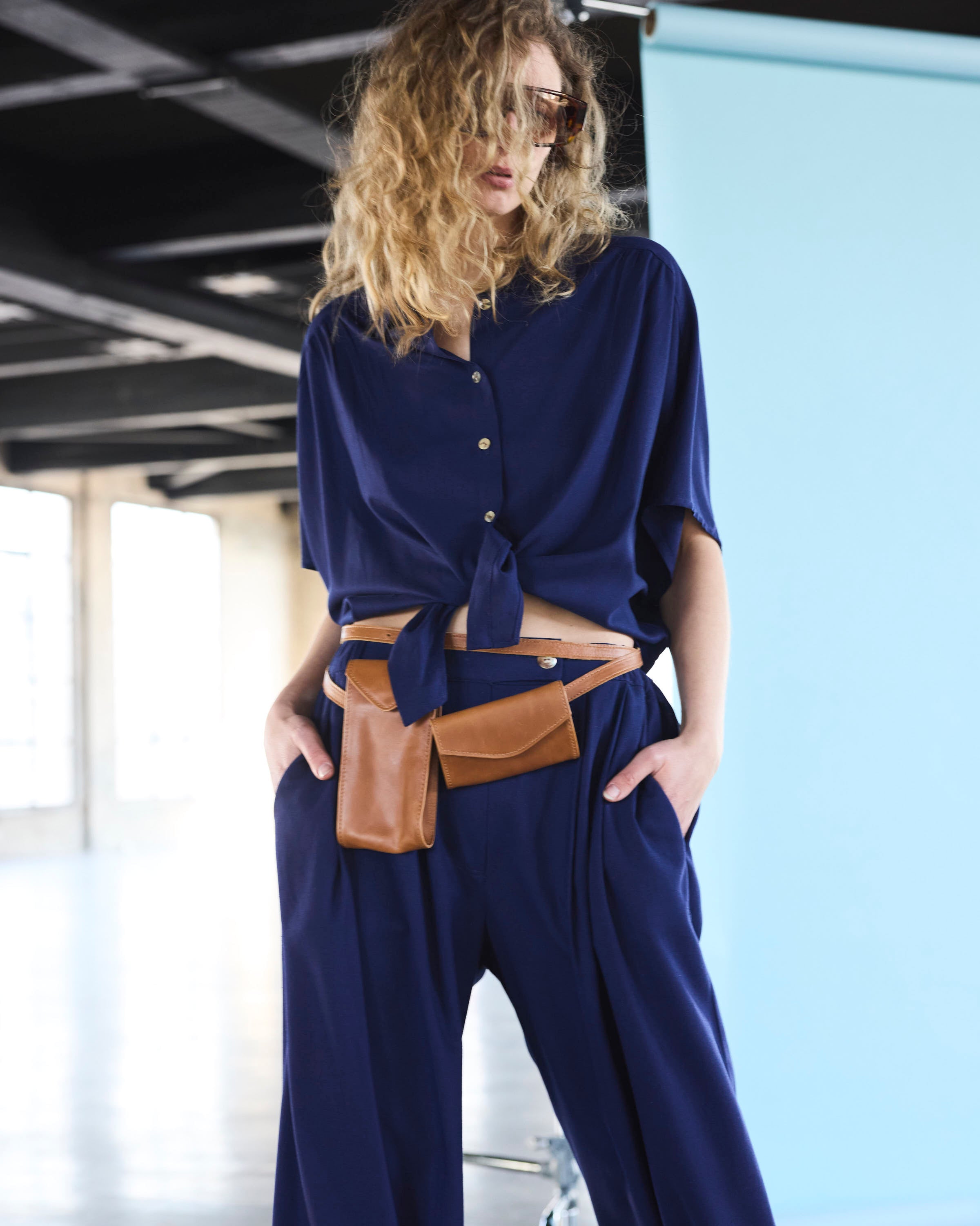 Pantalón Labille Lino Azul