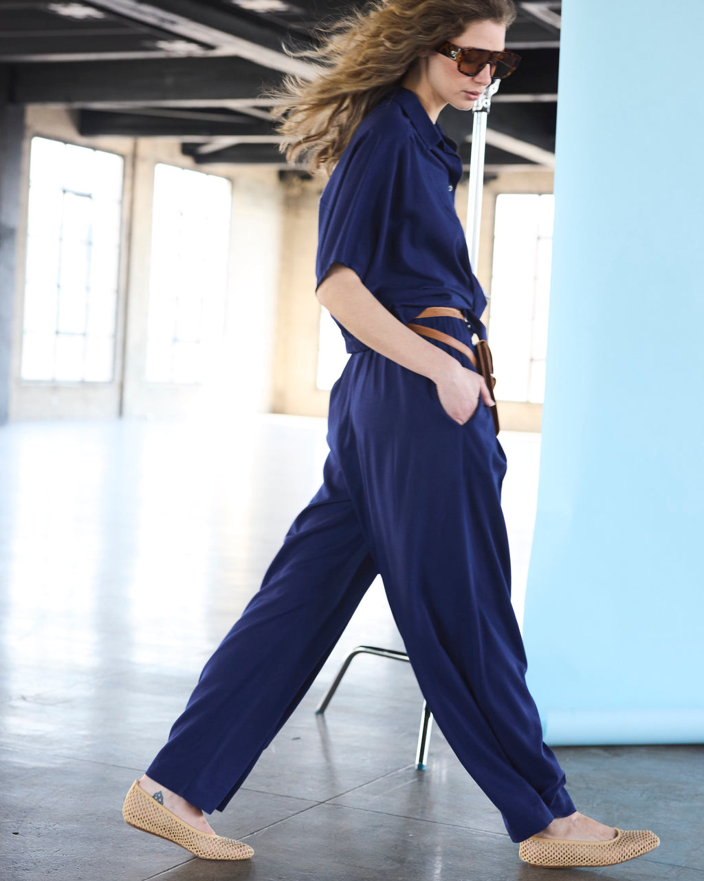 Blusa Nudo Rebelle Lino Azul