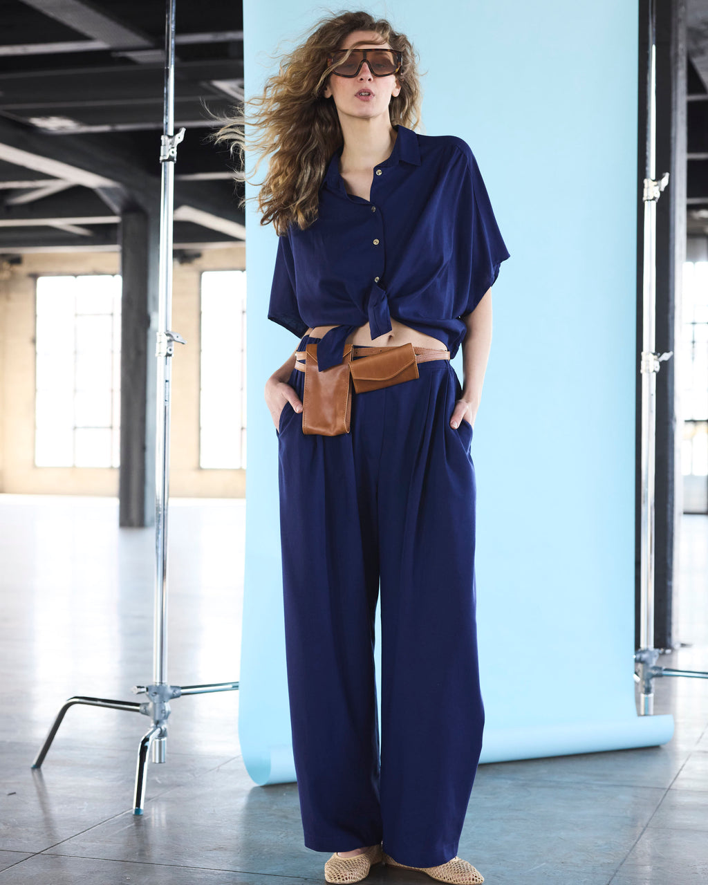 Blusa Nudo Rebelle Lino Azul