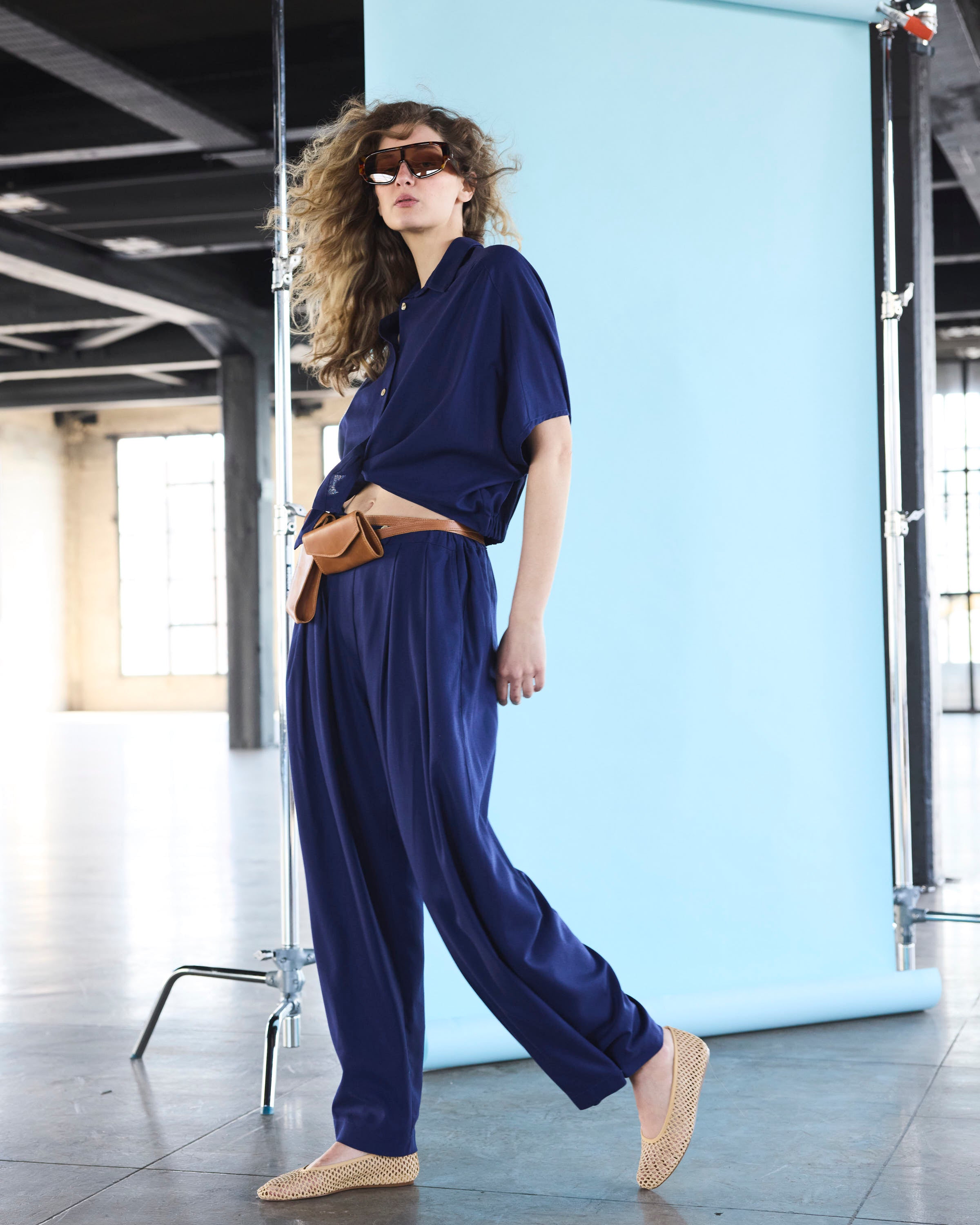 Pantalón Labille Lino Azul