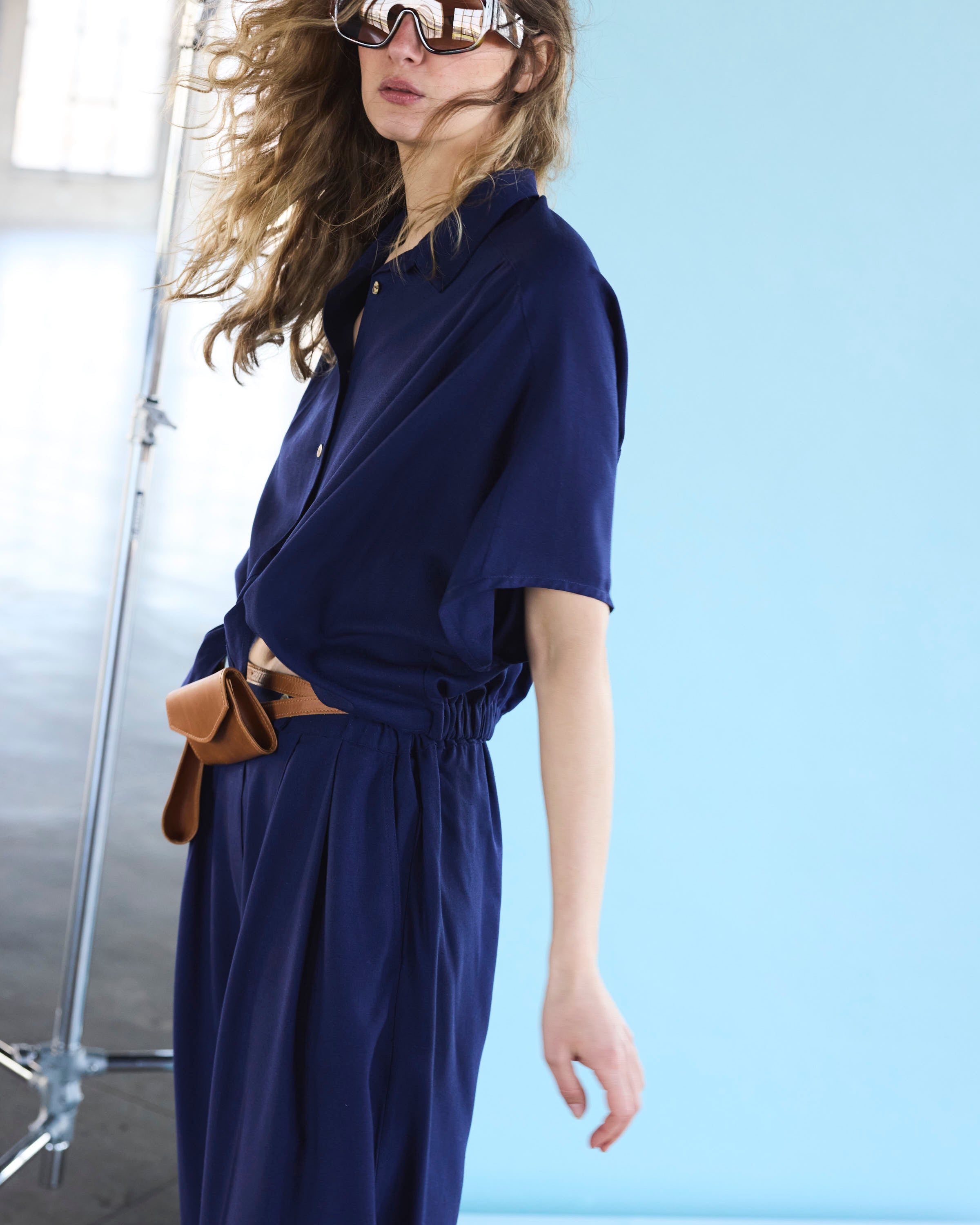 Blusa Nudo Rebelle Lino Azul