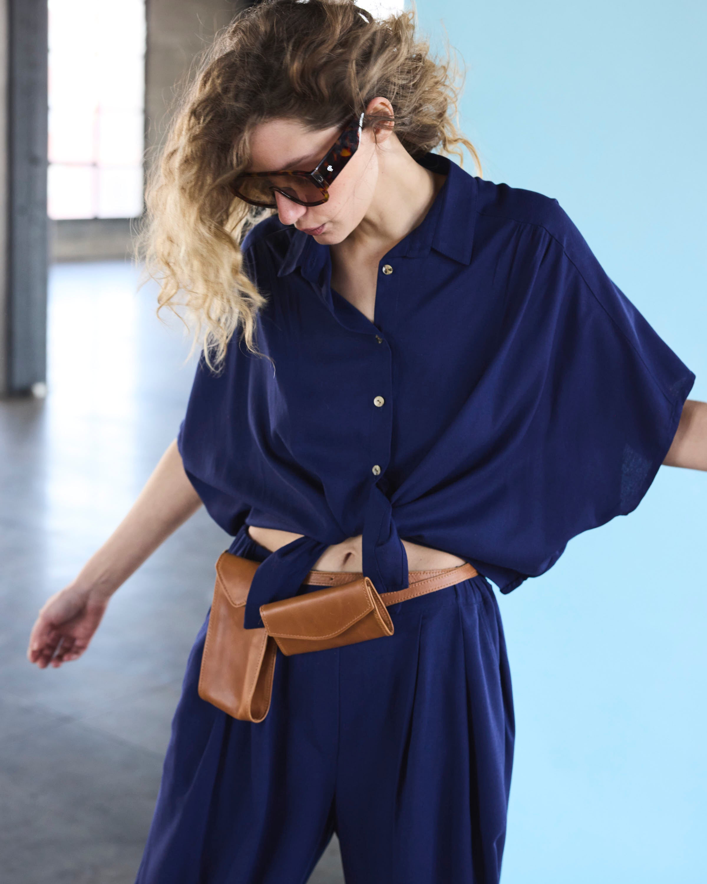 Blusa Nudo Rebelle Lino Azul