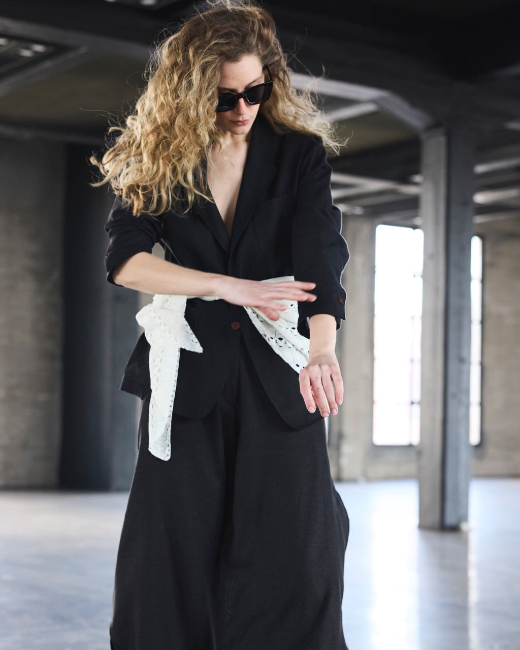 Pantalón Globo Solide Lino Negro