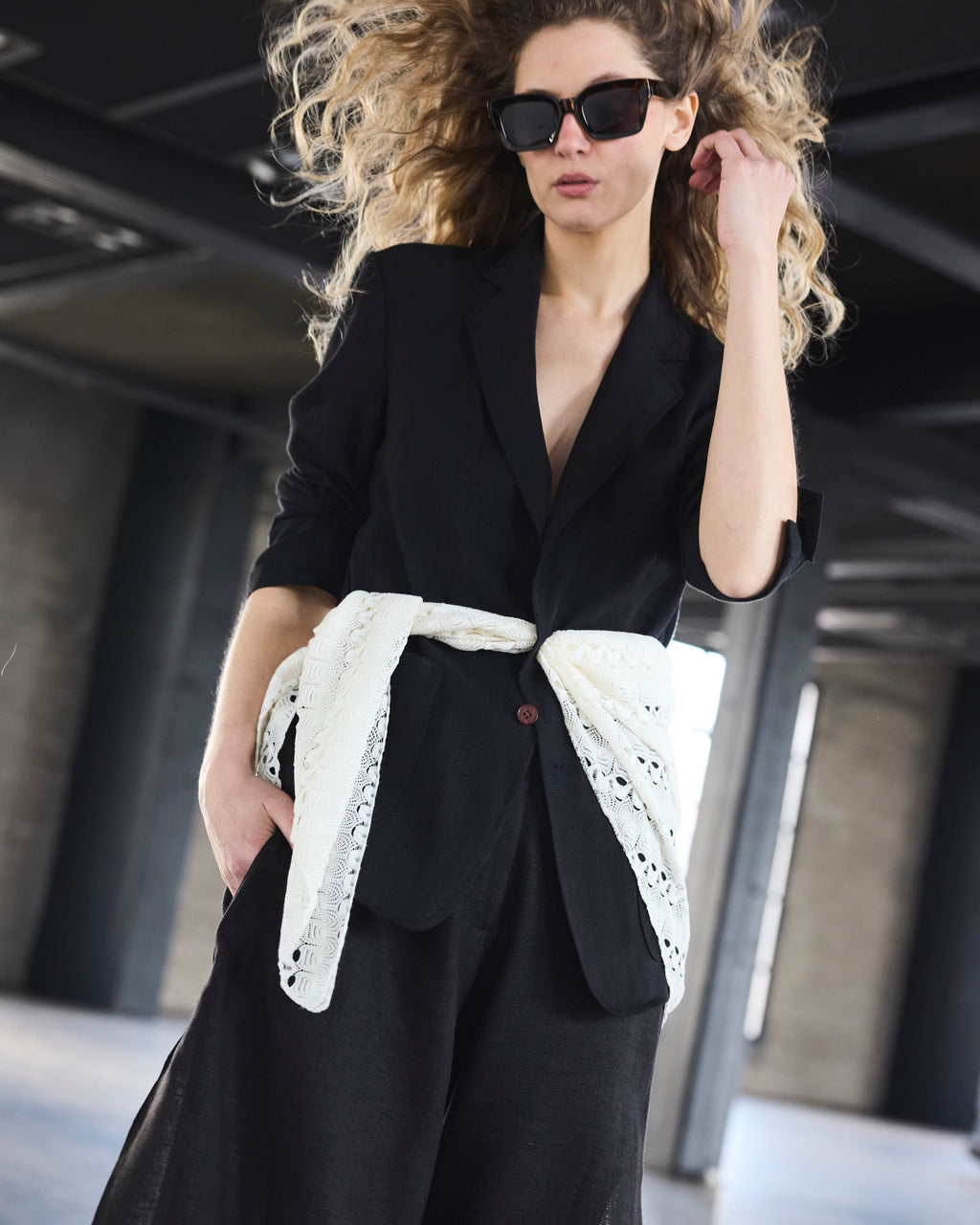 Blazer Sauvage Lino Negro