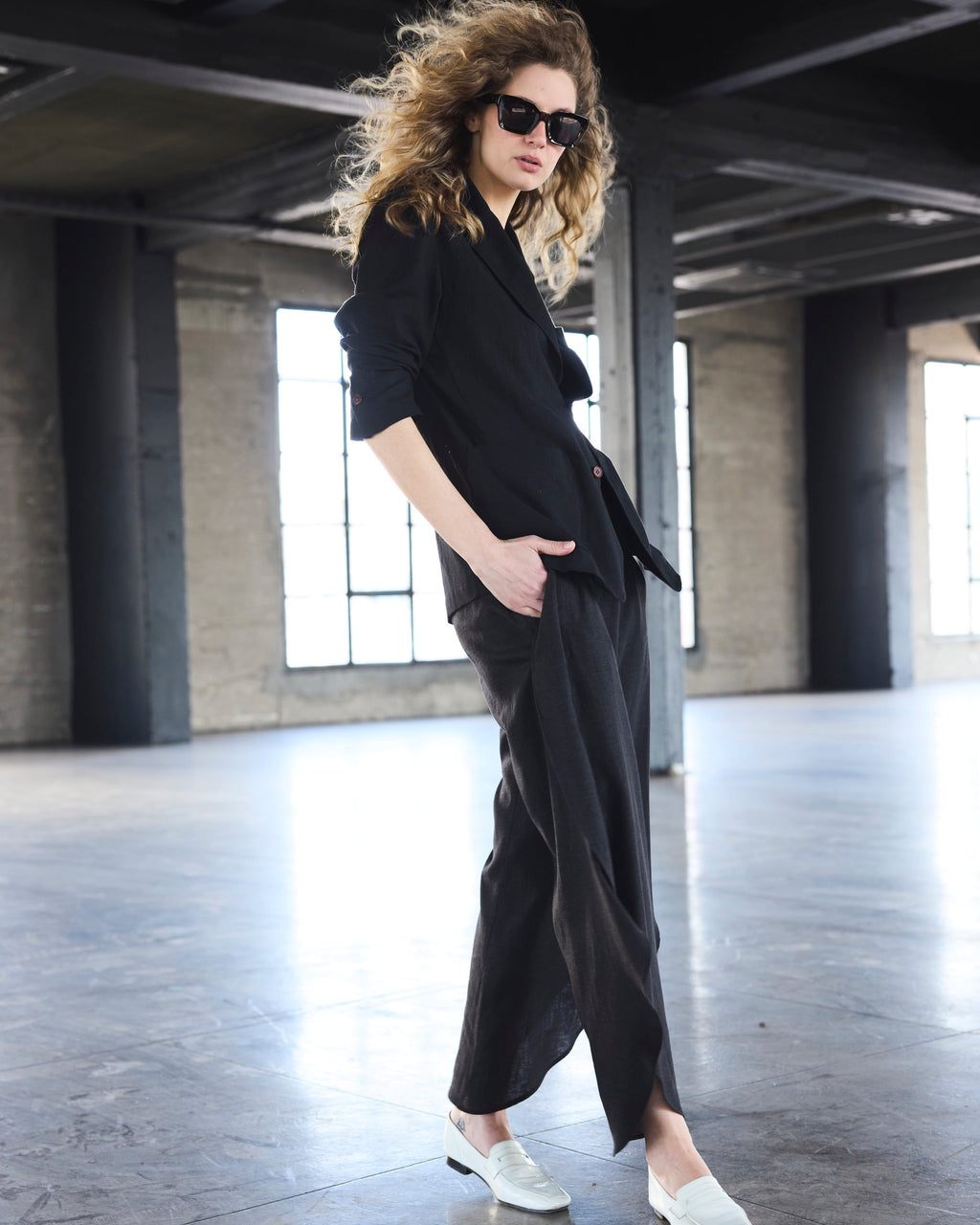 Blazer Sauvage Lino Negro