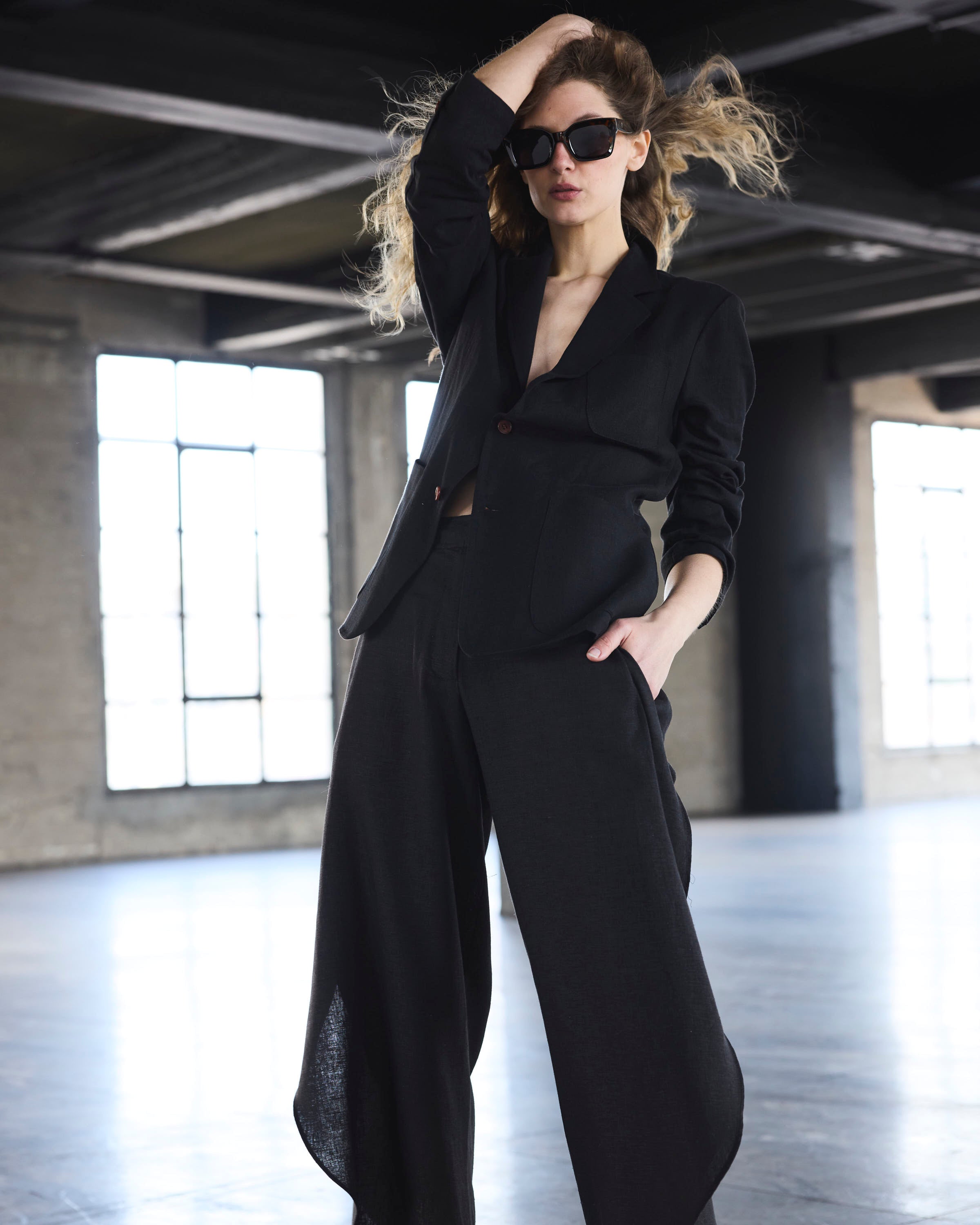 Blazer Sauvage Lino Negro