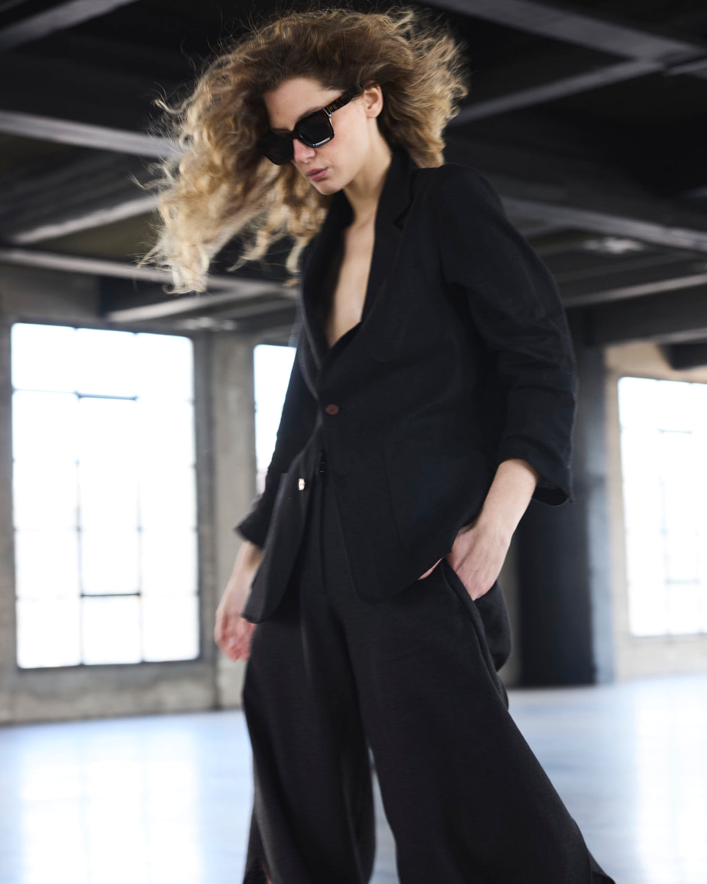 Blazer Sauvage Lino Negro