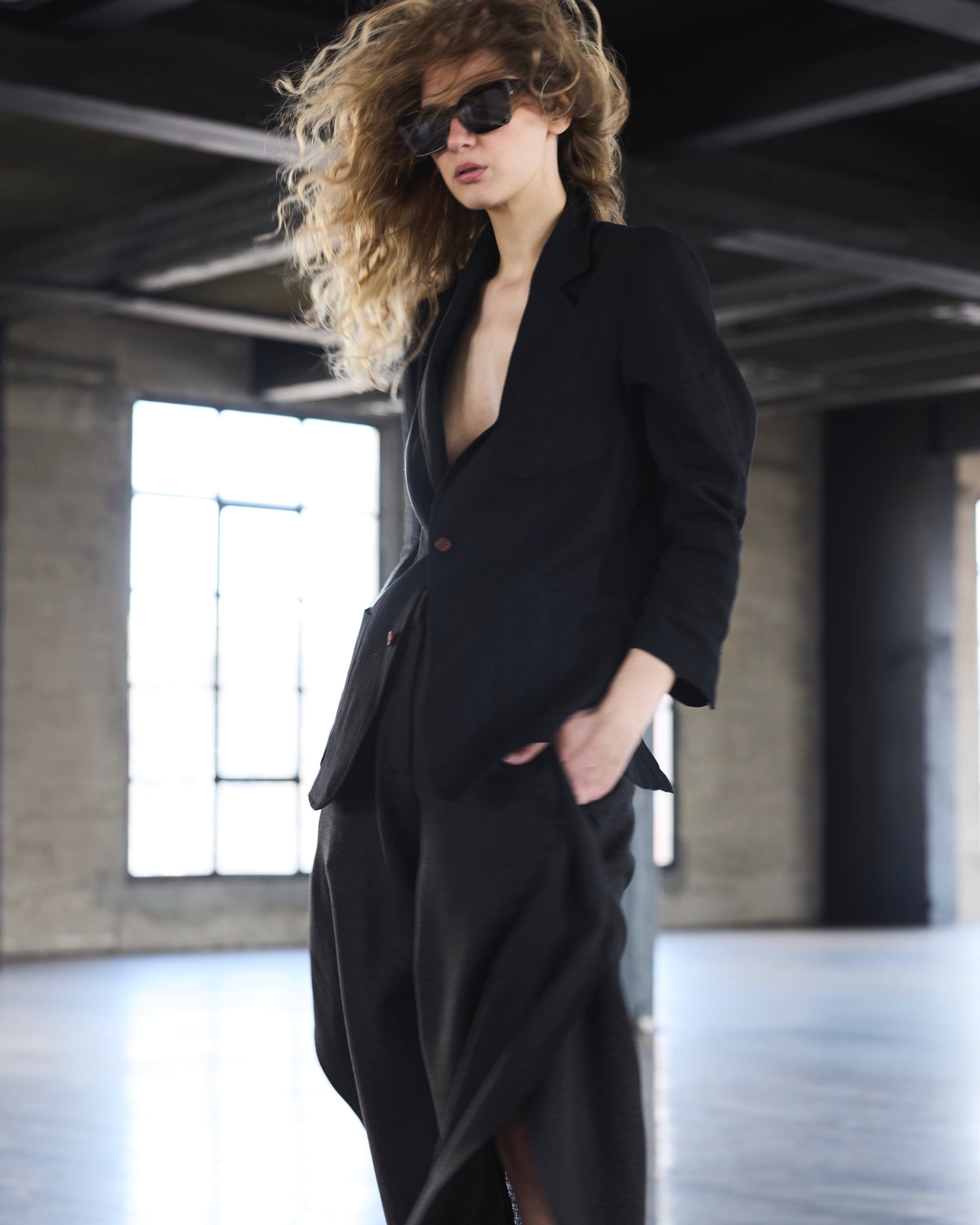 Blazer Sauvage Lino Negro