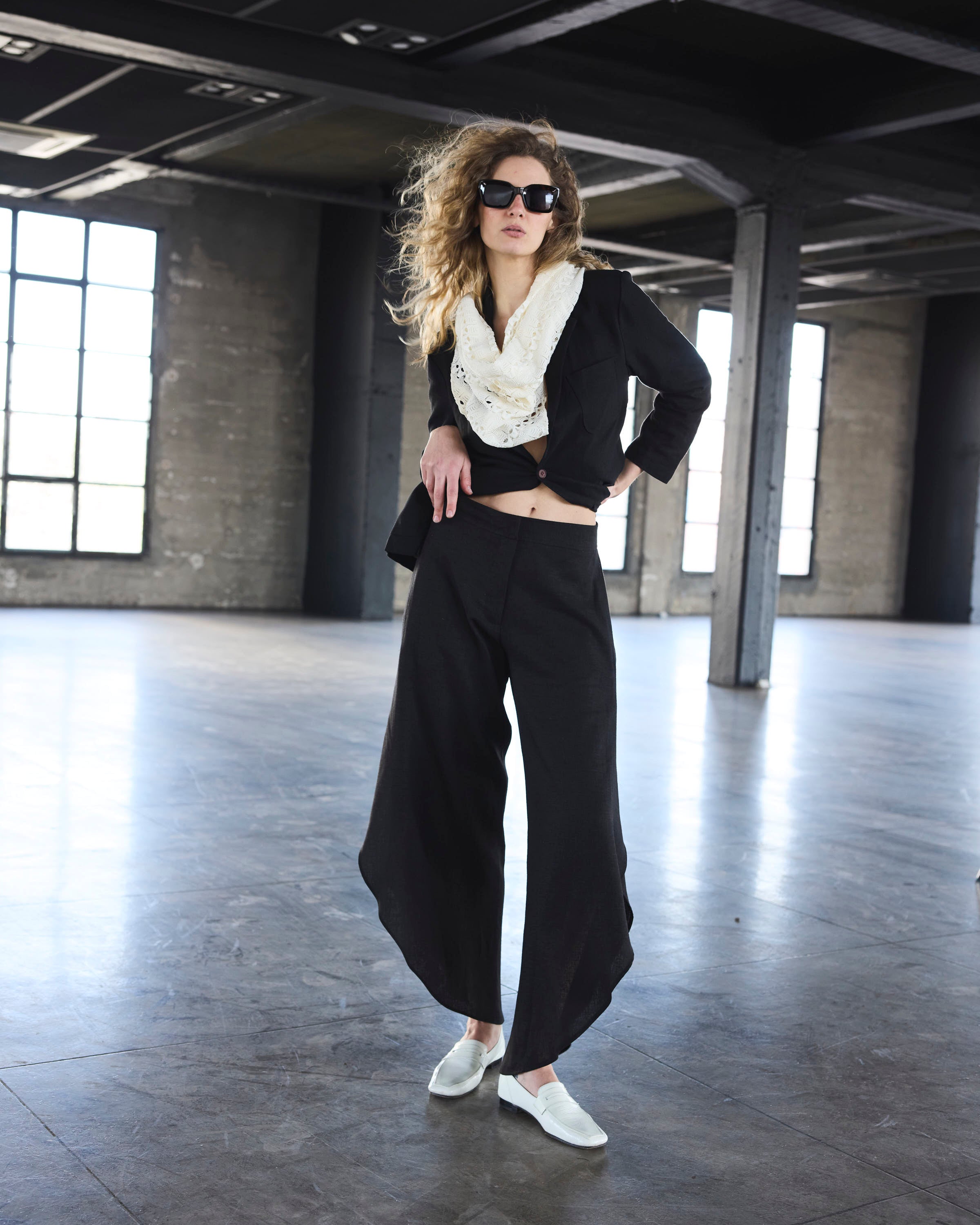 Pantalón Globo Solide Lino Negro