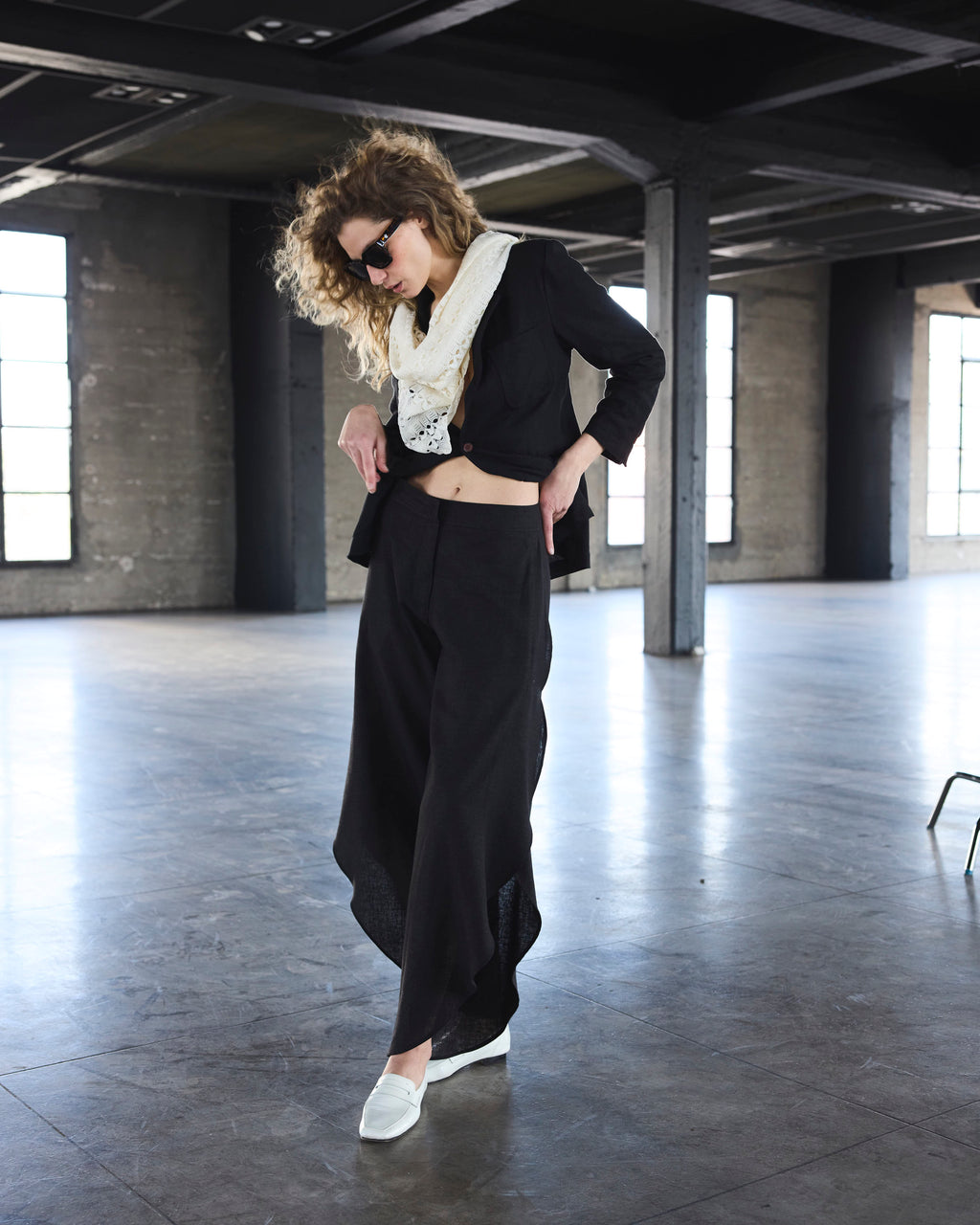 Pantalón Globo Solide Lino Negro