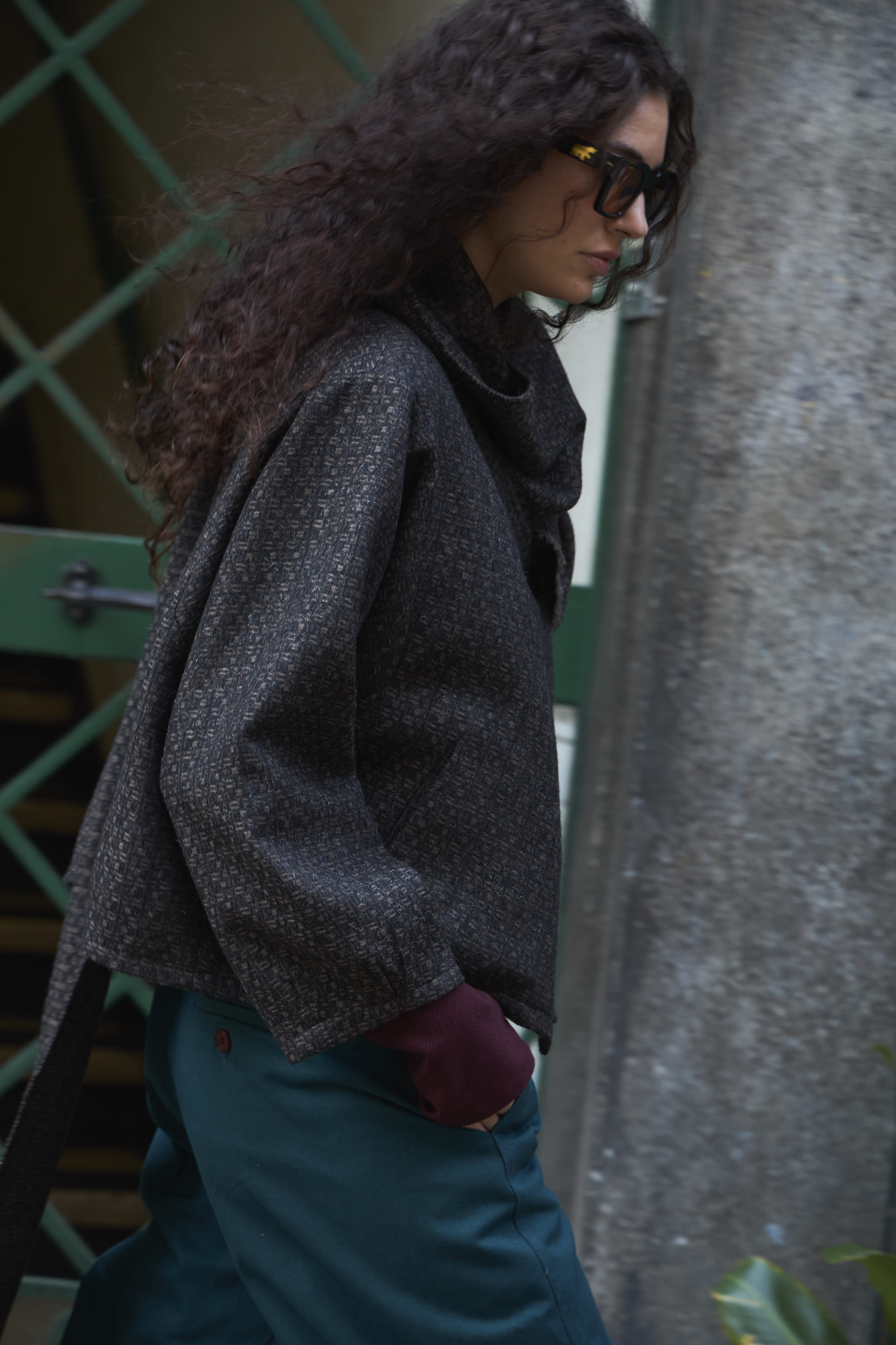 Chaqueta Derive Lana Cuadrillé Gris Marengo