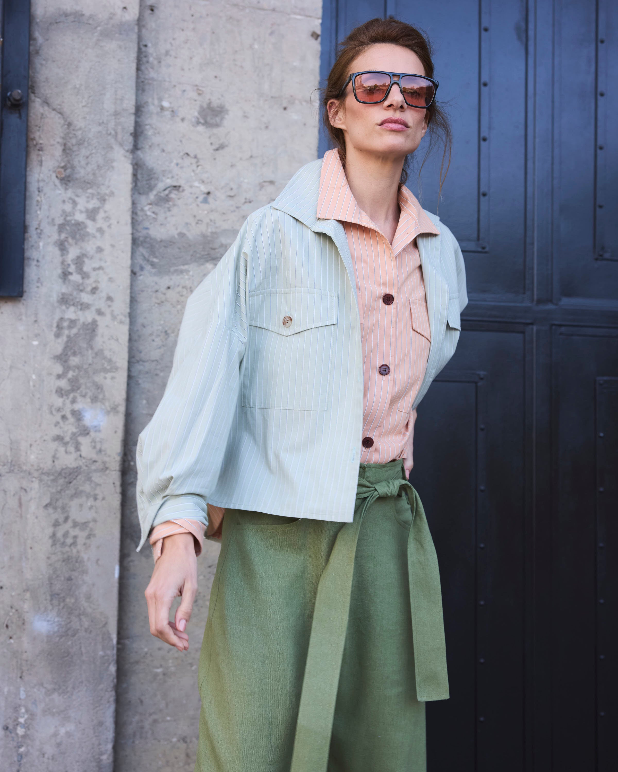 Blusa Etoile  100% Algodón Listada Verde