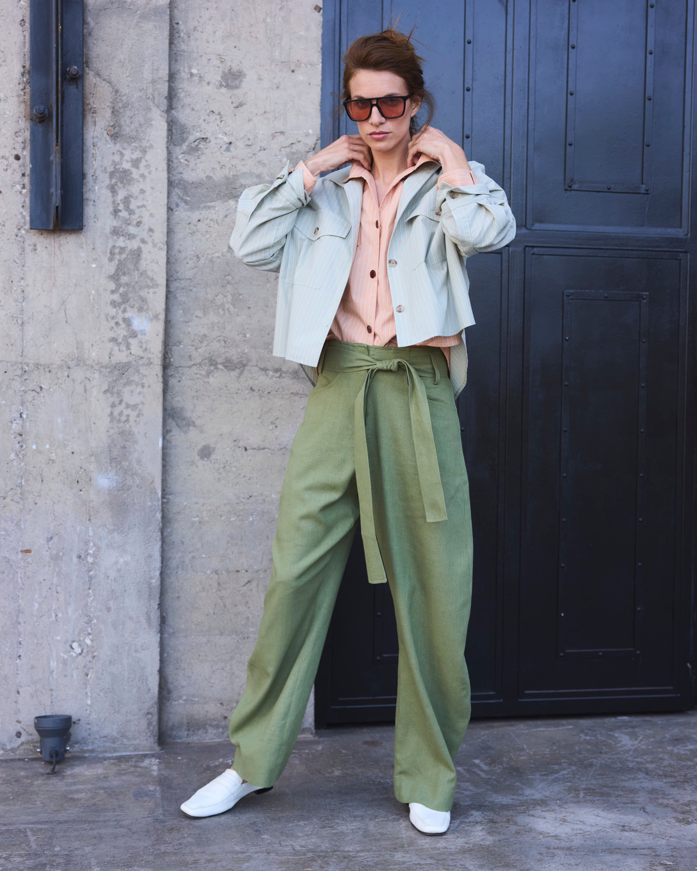 Blusa Etoile  100% Algodón Listada Verde