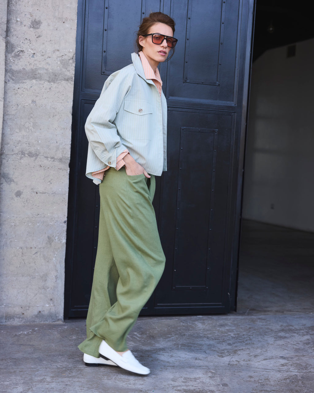 Blusa Etoile  100% Algodón Listada Verde