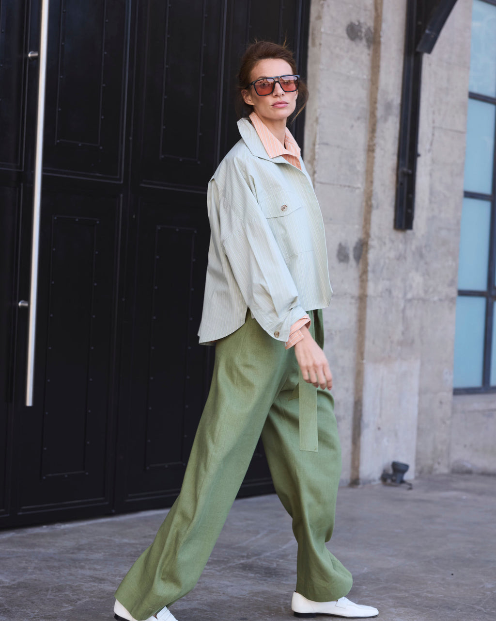 Blusa Etoile  100% Algodón Listada Verde