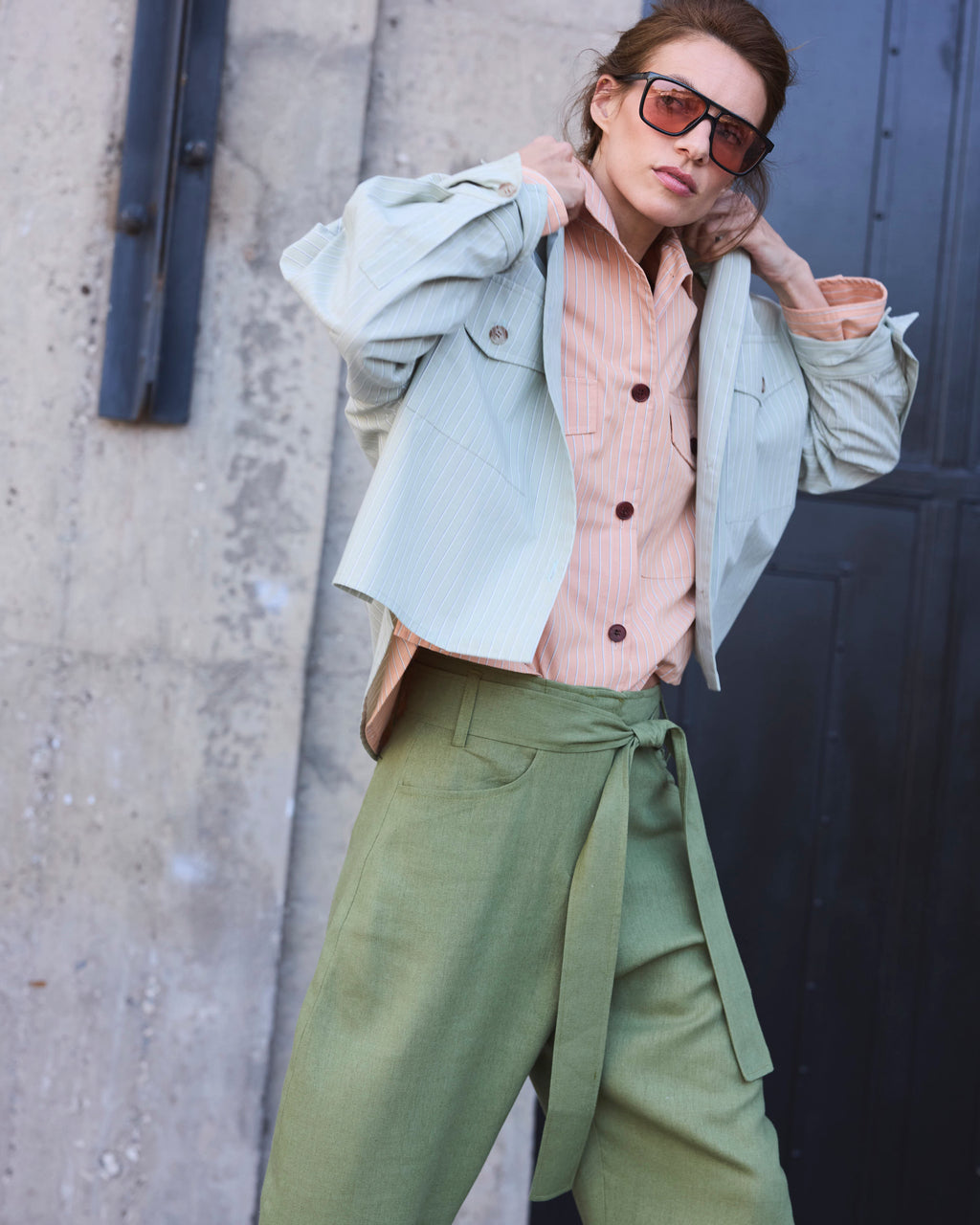 Blusa Etoile  100% Algodón Listada Verde