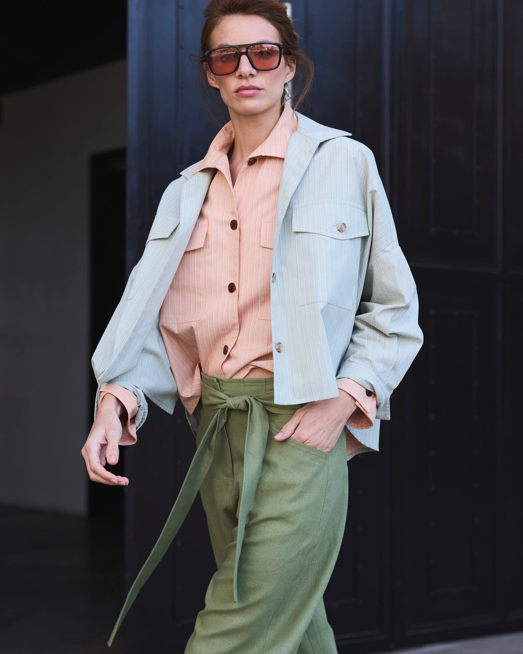 Blusa Etoile 100% Algodón Listada Naranja