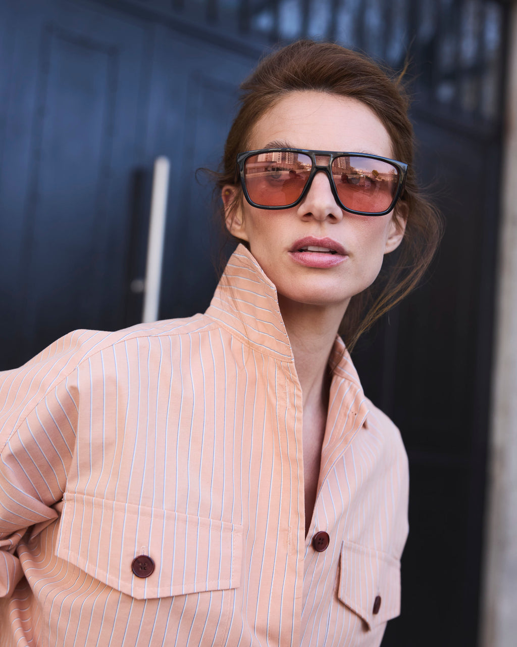 Blusa Etoile 100% Algodón Listada Naranja