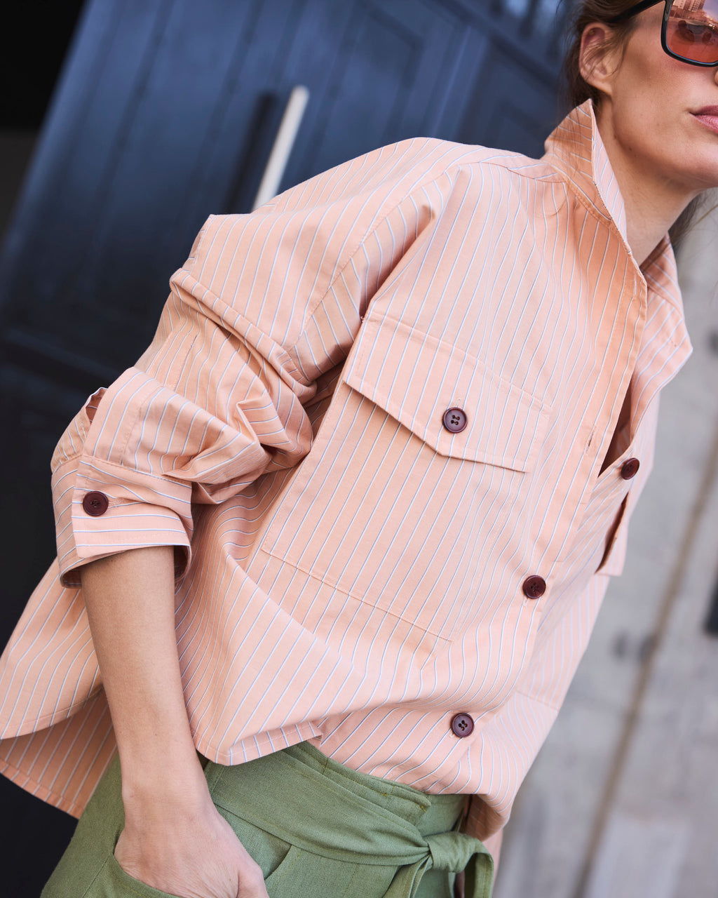 Blusa Etoile 100% Algodón Listada Naranja